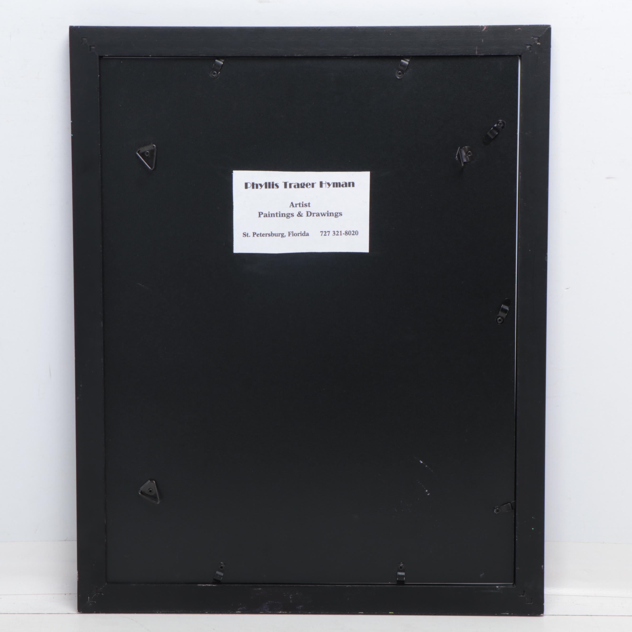 Phyllis Trager Hyman Cubist Style Portrait Woodcut