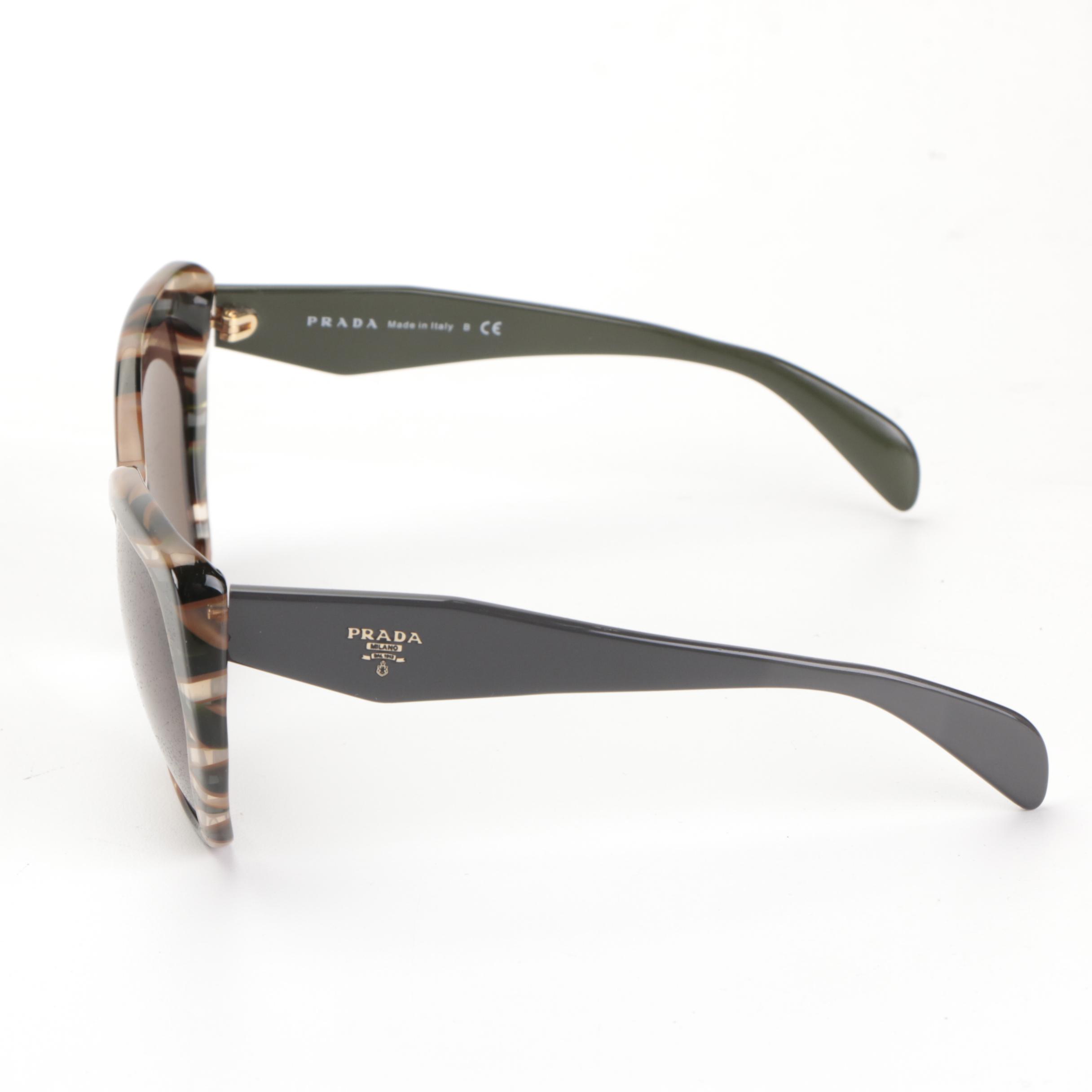 Prada SPR 16R Semi-Translucent Sunglasses with Case