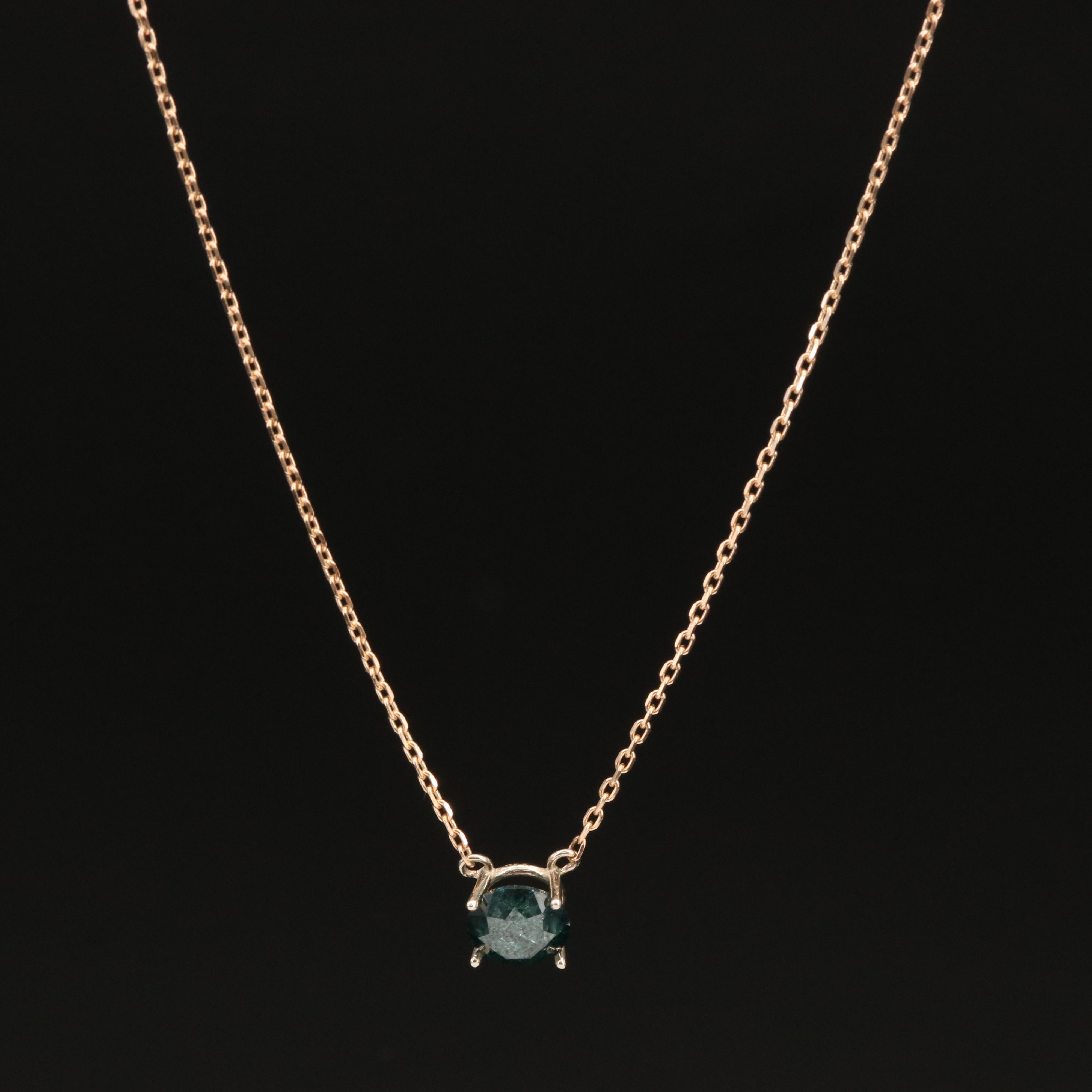 14K Rose Gold 0.87 CT Diamond Solitaire Necklace