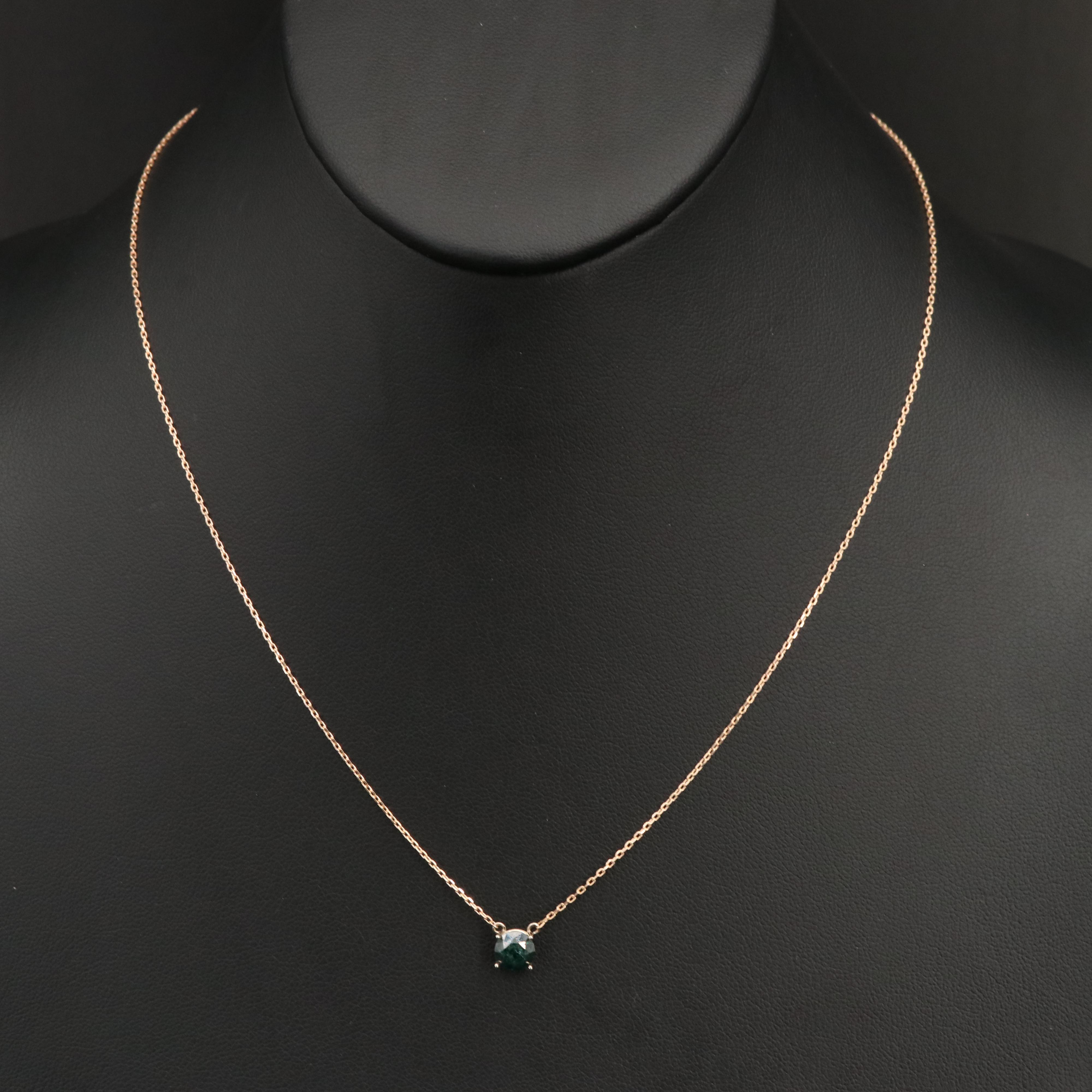 14K Rose Gold 0.87 CT Diamond Solitaire Necklace