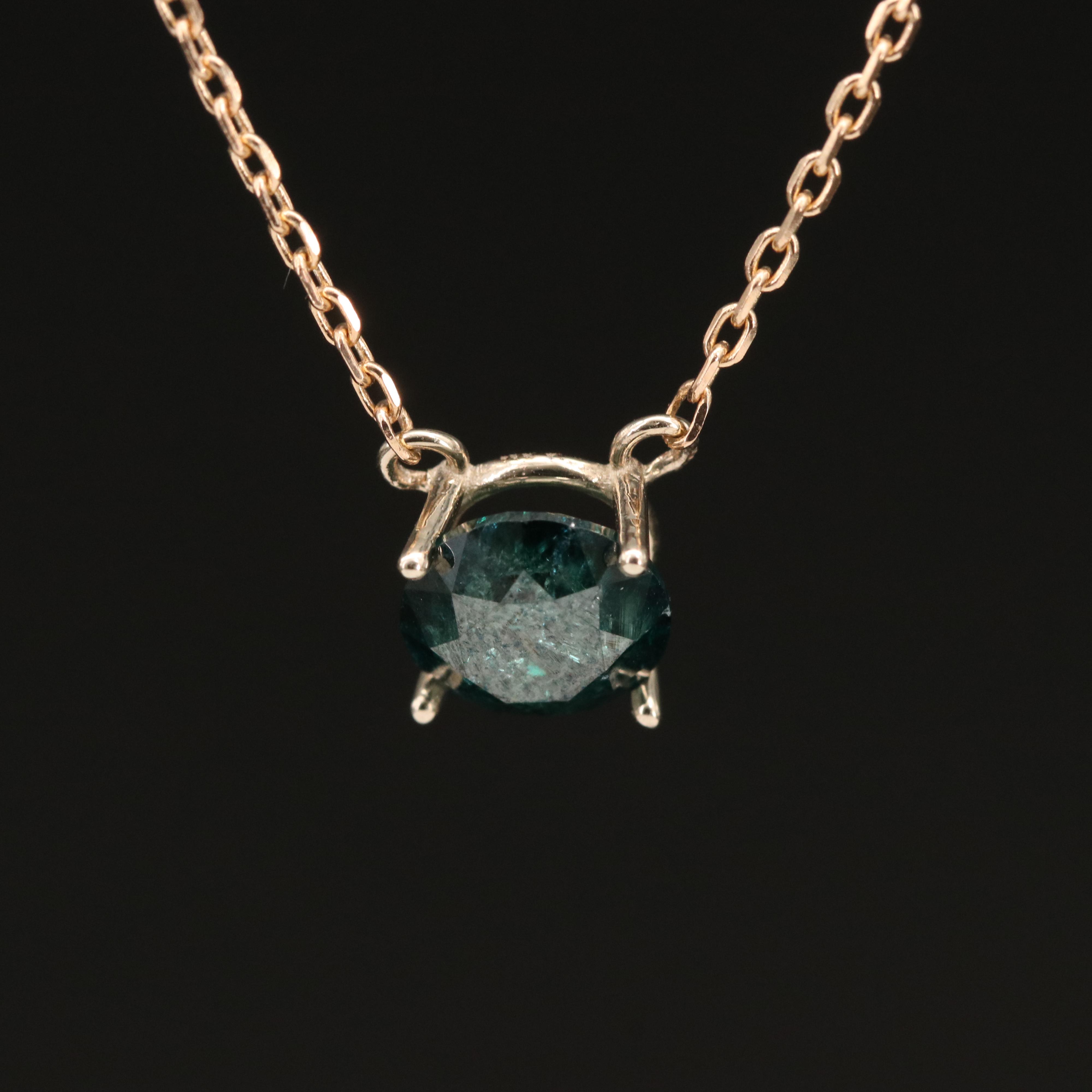 14K Rose Gold 0.87 CT Diamond Solitaire Necklace