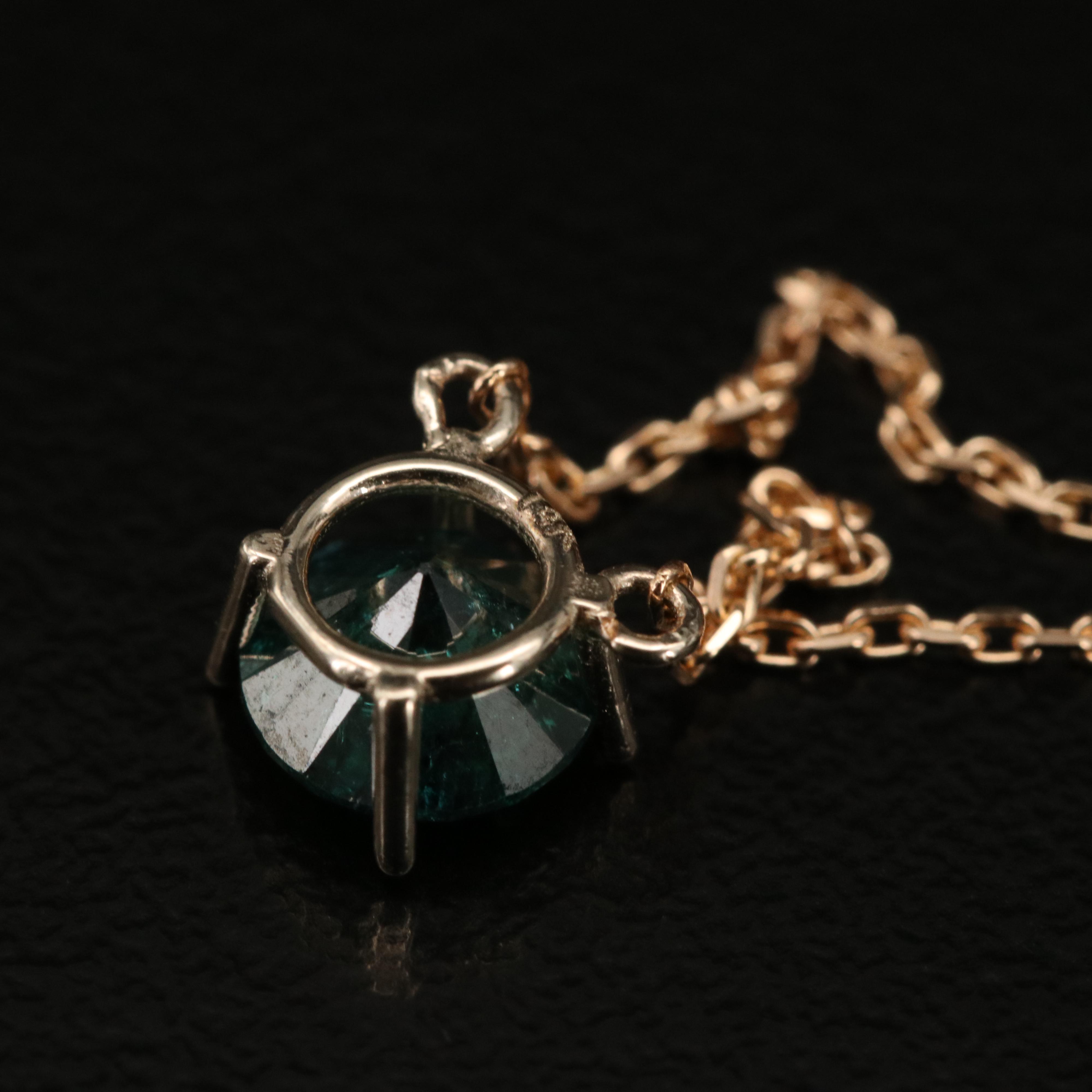 14K Rose Gold 0.87 CT Diamond Solitaire Necklace