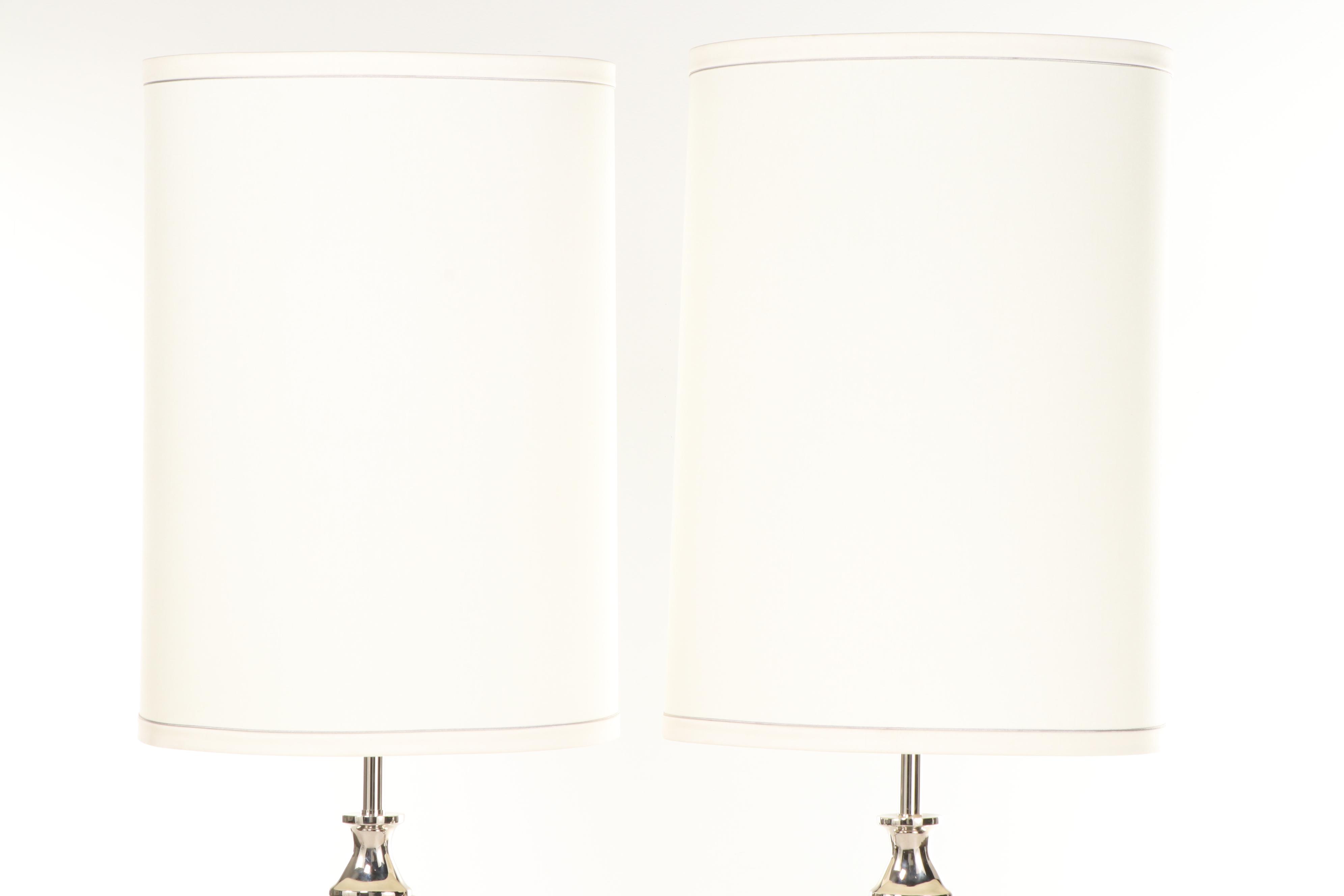 Pair of "Big Pill" Large-Scale Chrome Ball on Pedestal Floor Lamps