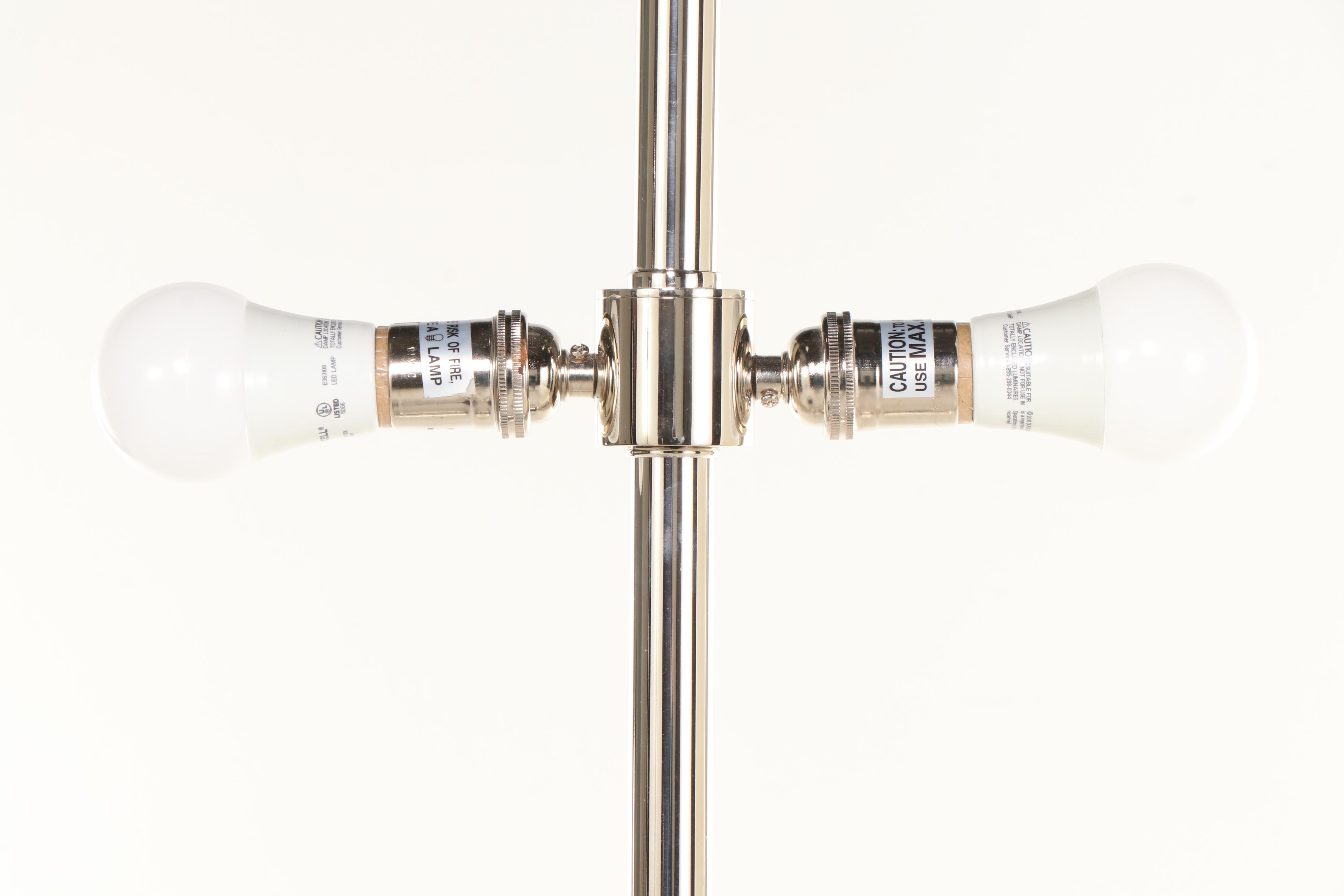 Pair of "Big Pill" Large-Scale Chrome Ball on Pedestal Floor Lamps