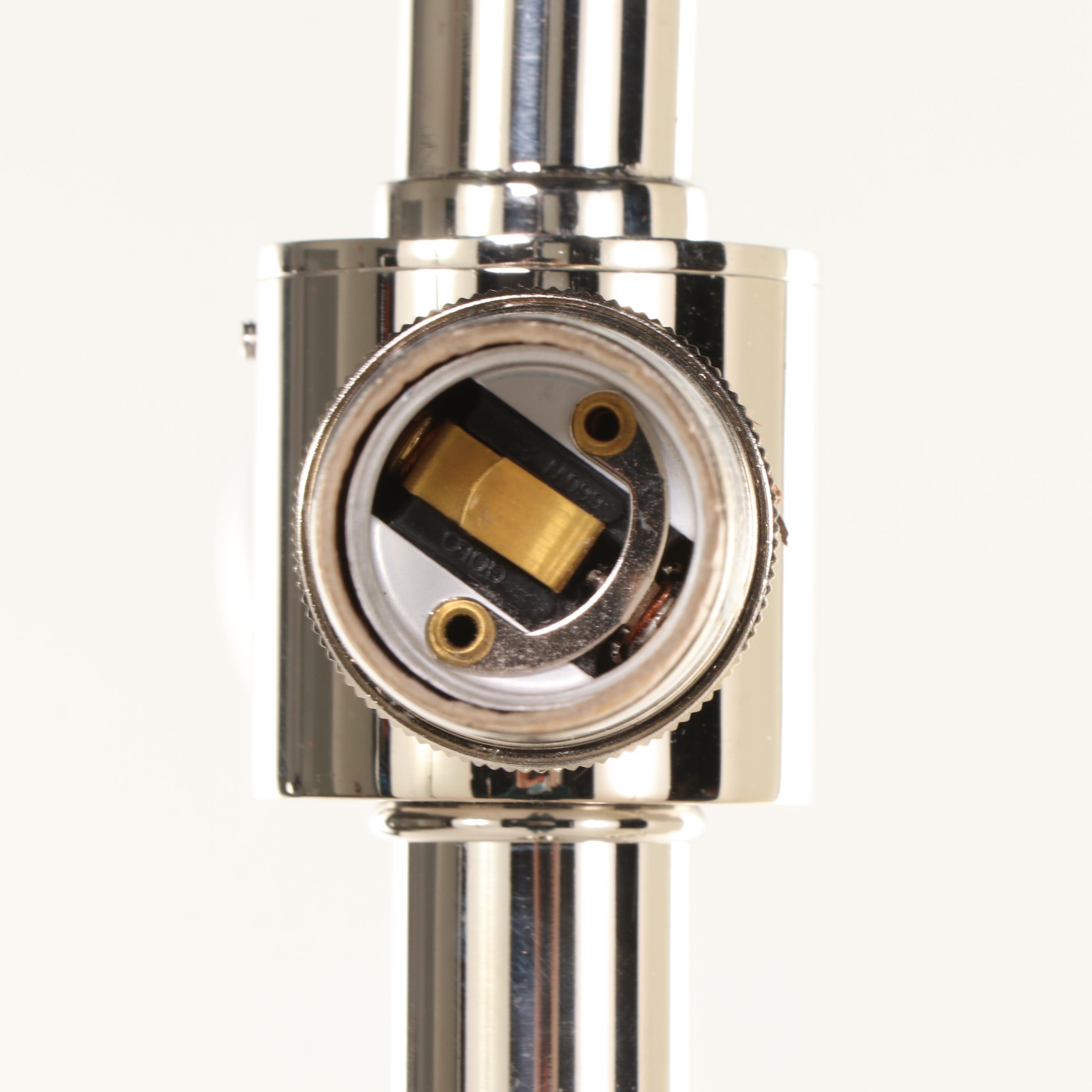 Pair of "Big Pill" Large-Scale Chrome Ball on Pedestal Floor Lamps