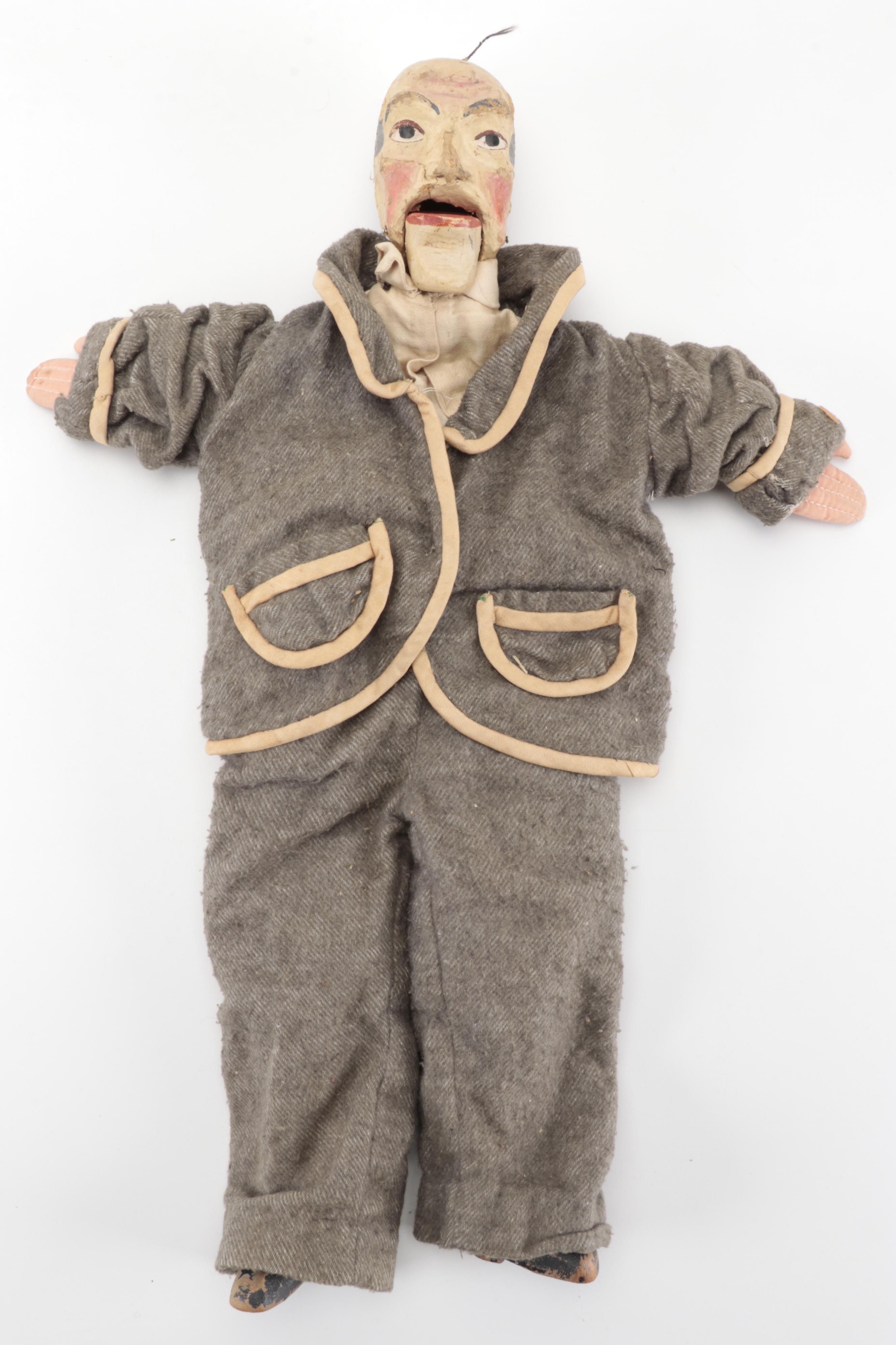 Handmade Wood and Papier-Mâché Marionettes and Puppets, Early to Mid-20th C.