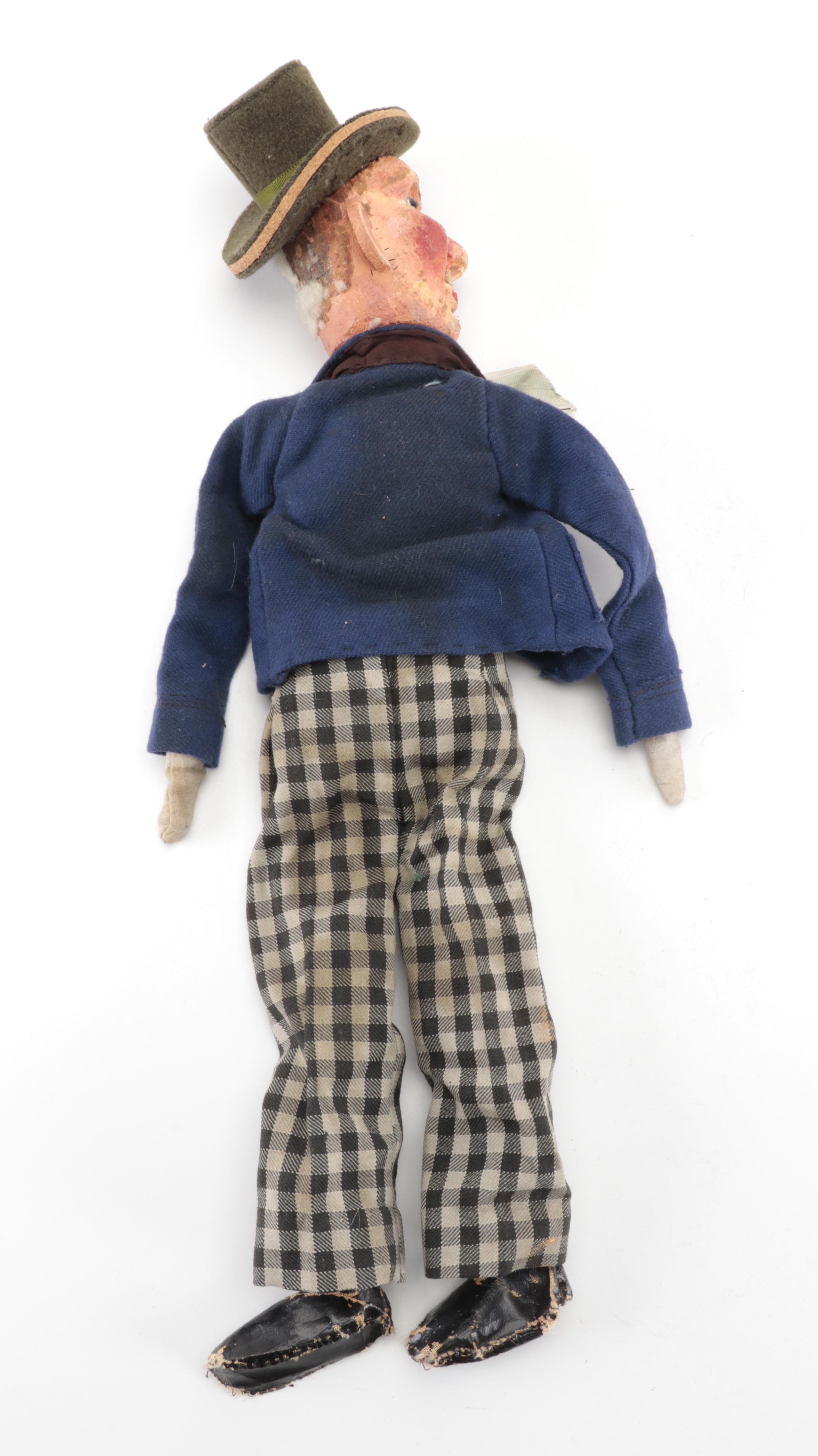 Handmade Wood and Papier-Mâché Marionettes and Puppets, Early to Mid-20th C.