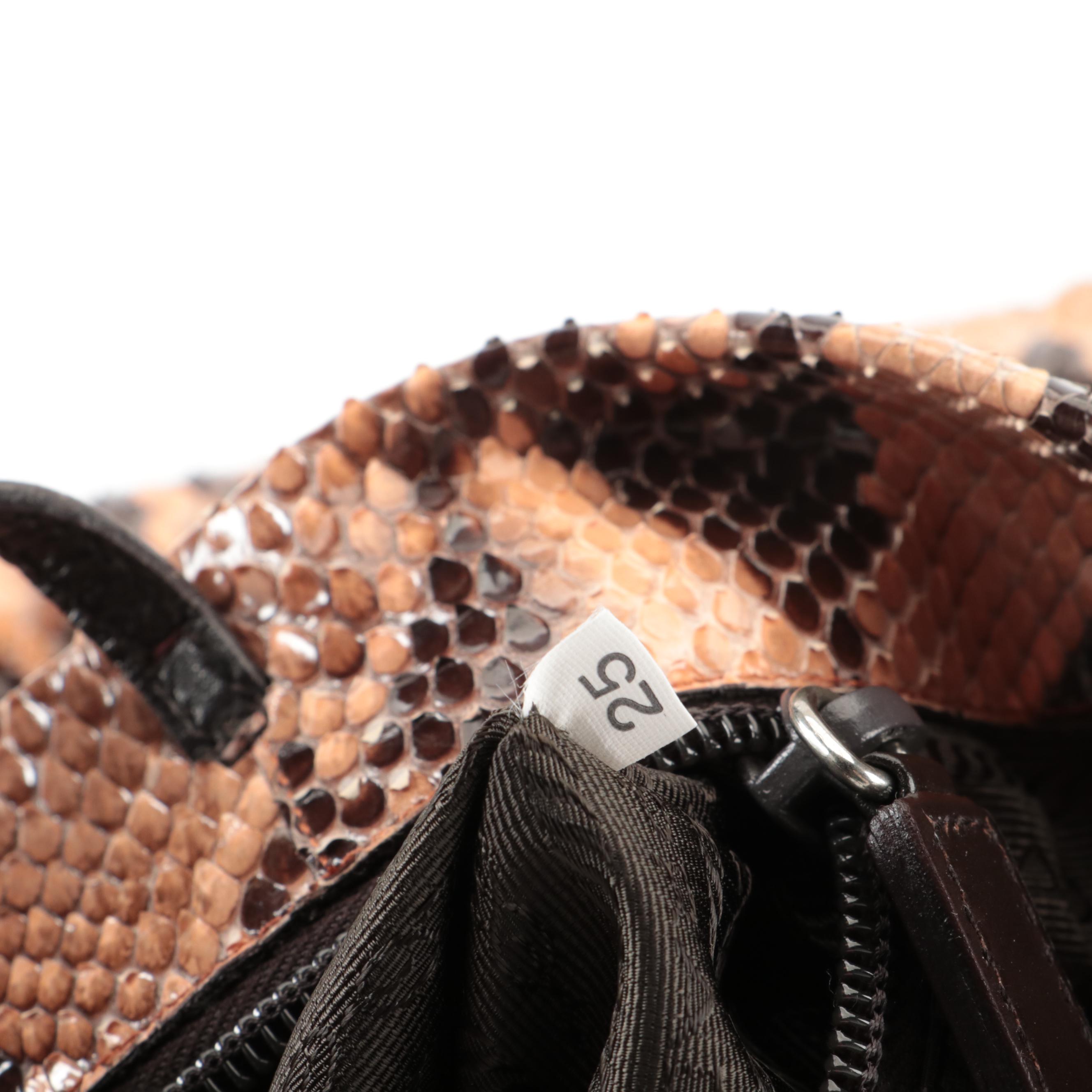Prada Medium Shoulder Bag in Python Skin and Dark Brown Leather