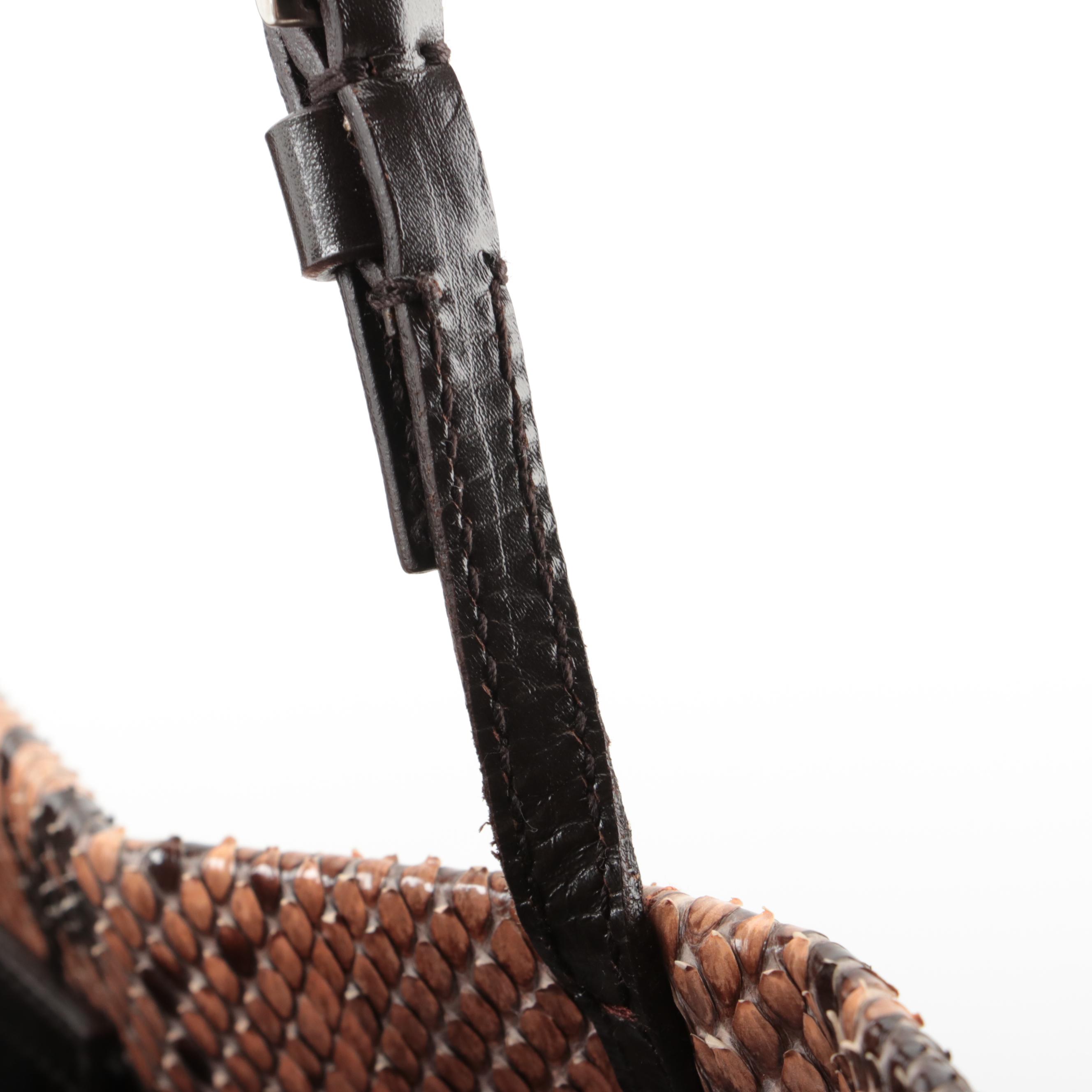 Prada Medium Shoulder Bag in Python Skin and Dark Brown Leather