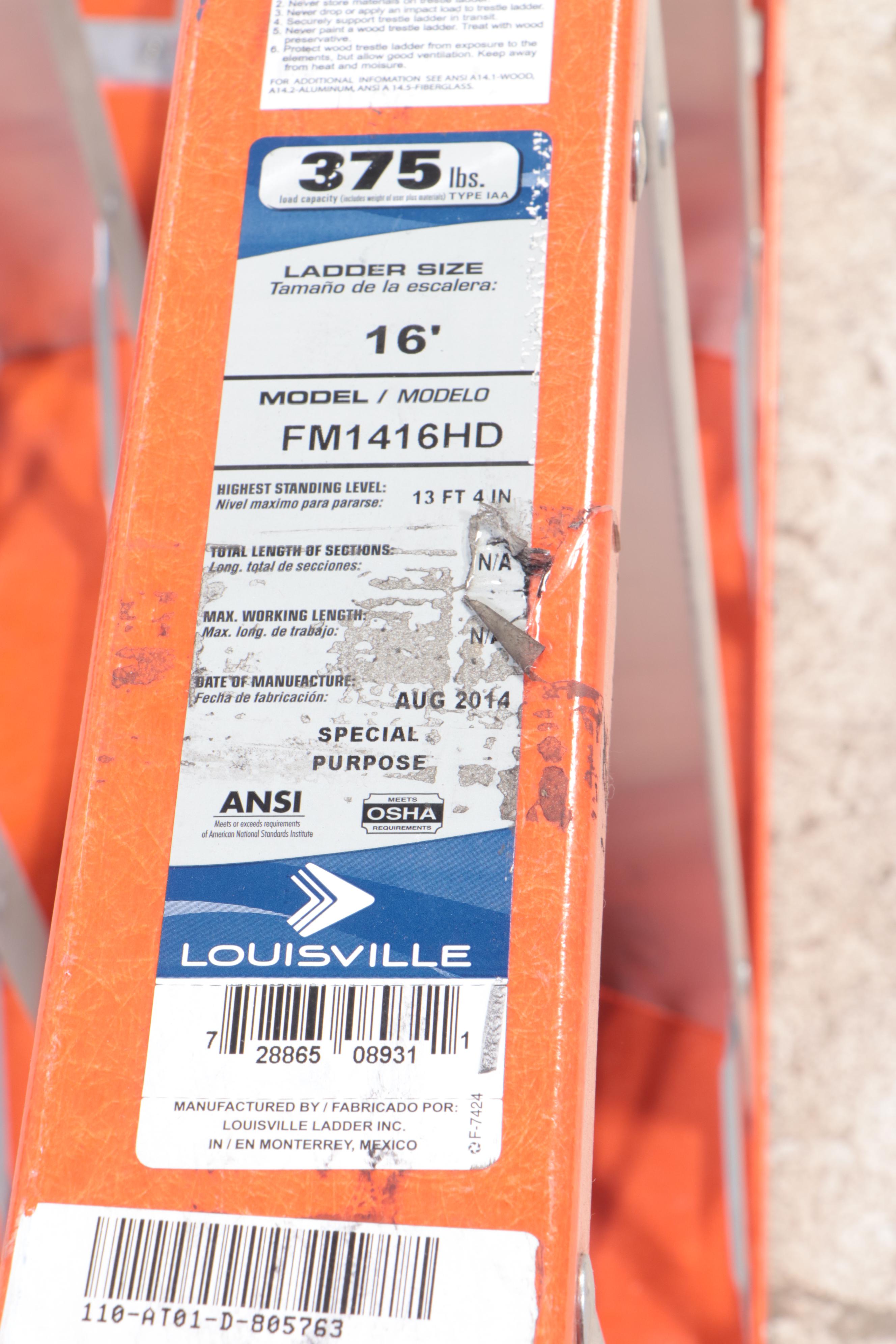 Louisville "Model FM1416HD" 16' Fiberlgass and Aluminum Step Ladder