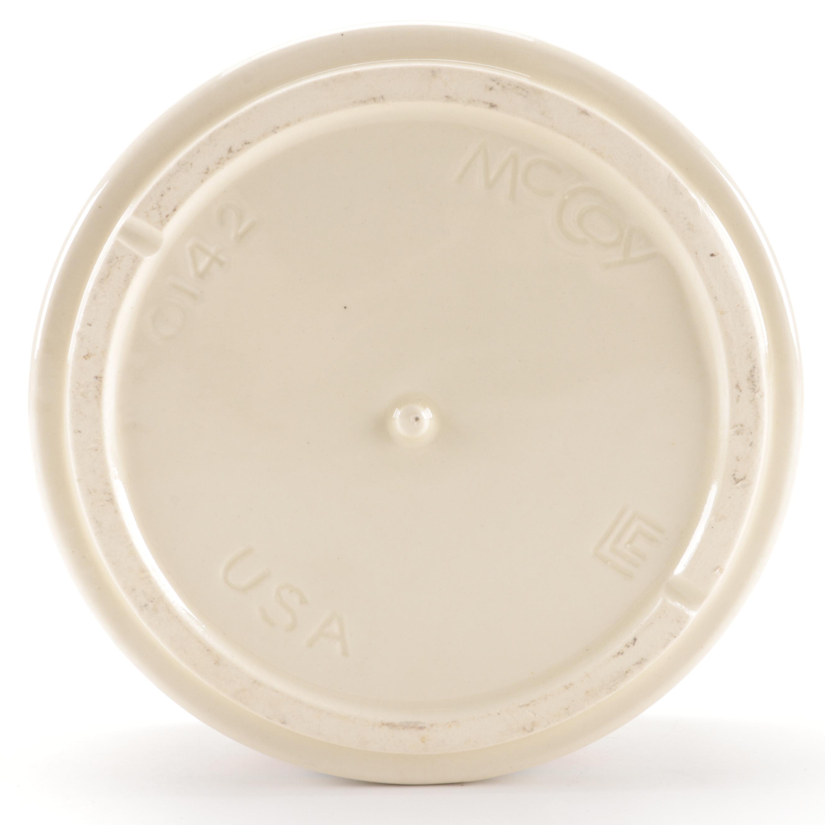 McCoy Pottery Pink and Blue Banded Ceramic Mixing Bowls and Soufflé Bowl