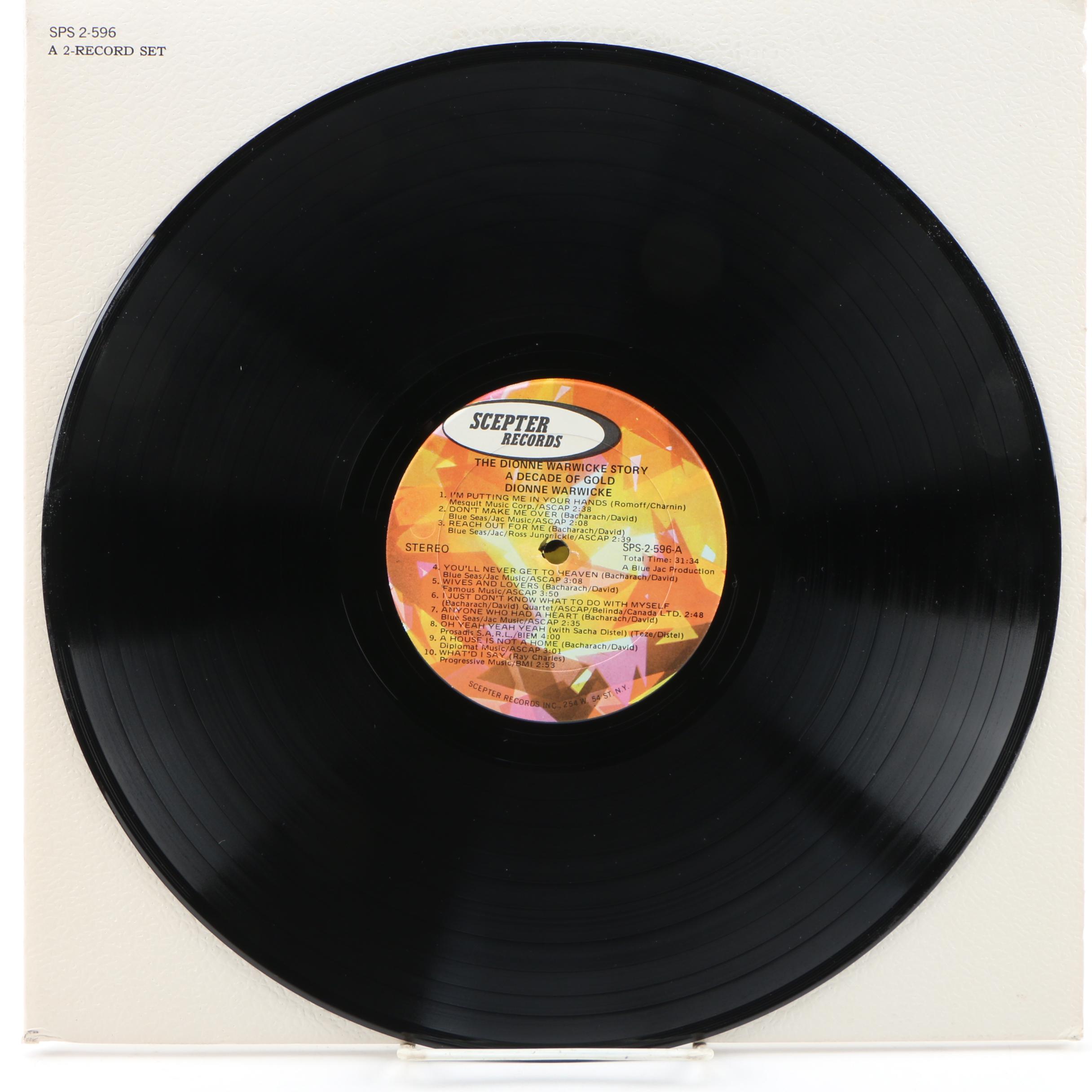 Dionne Warwick Record Albums Including Double-LP "A Decade of Gold"