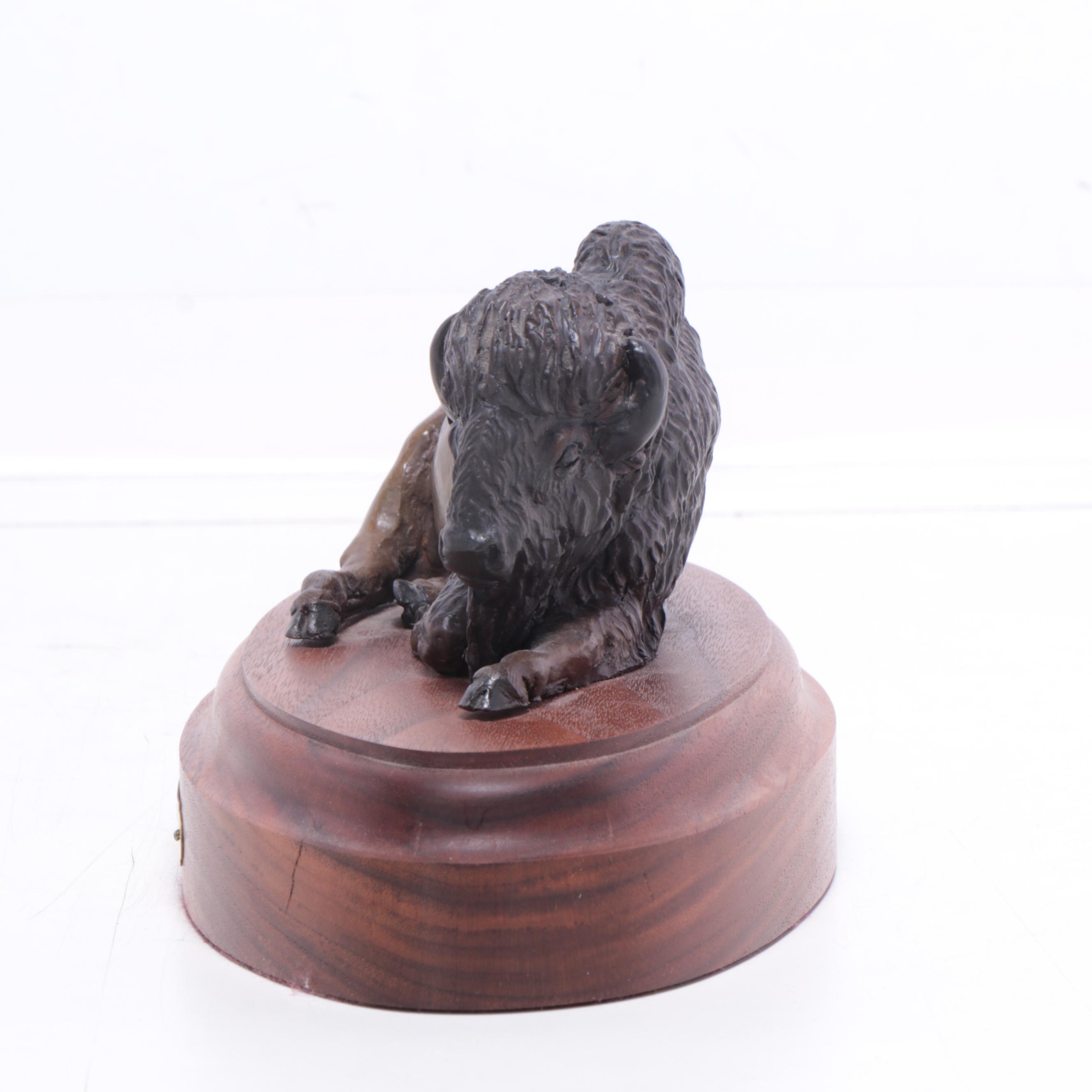 Bruce and Kathy Contway Patinated Bronze Sculpture "Resting Buffalo"