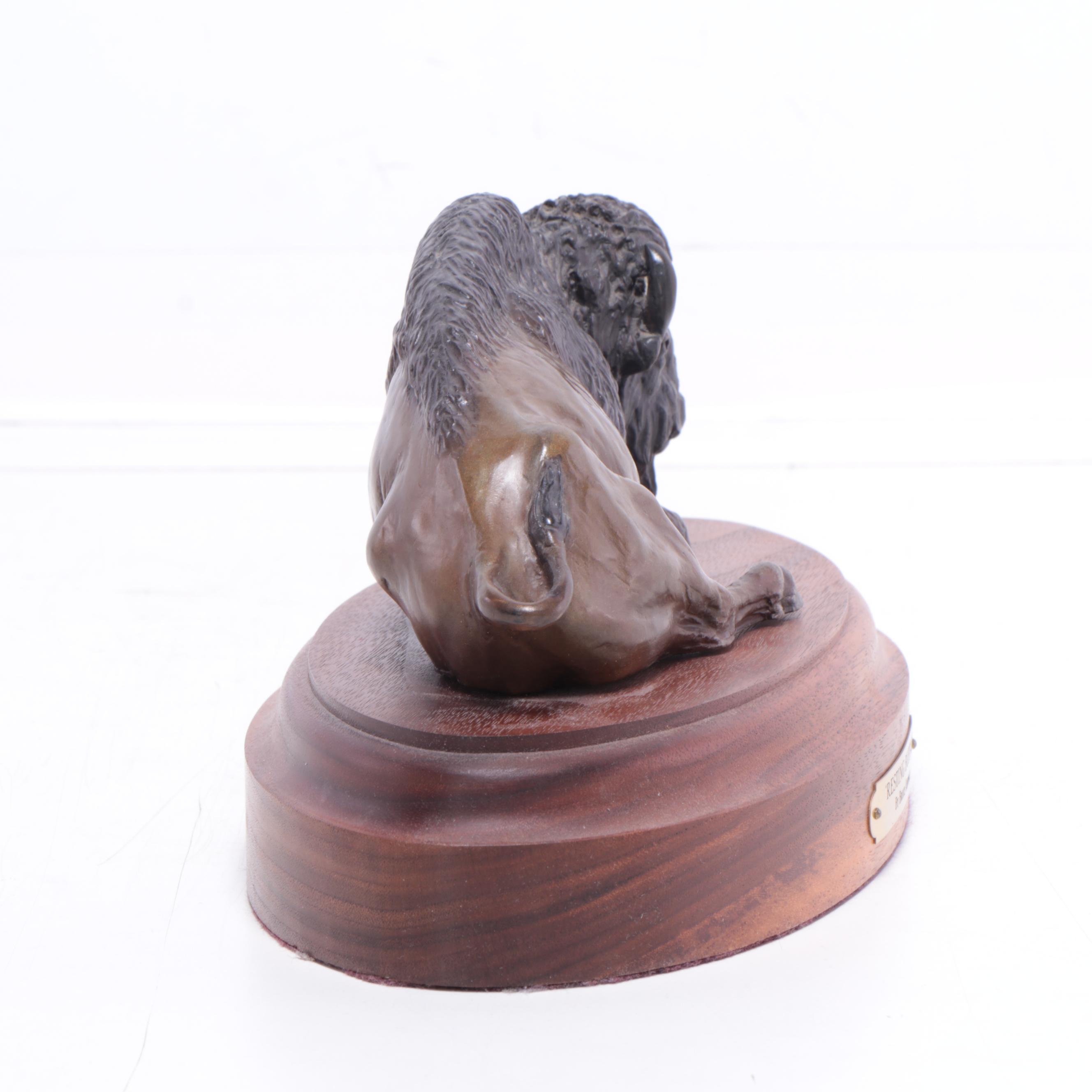 Bruce and Kathy Contway Patinated Bronze Sculpture "Resting Buffalo"