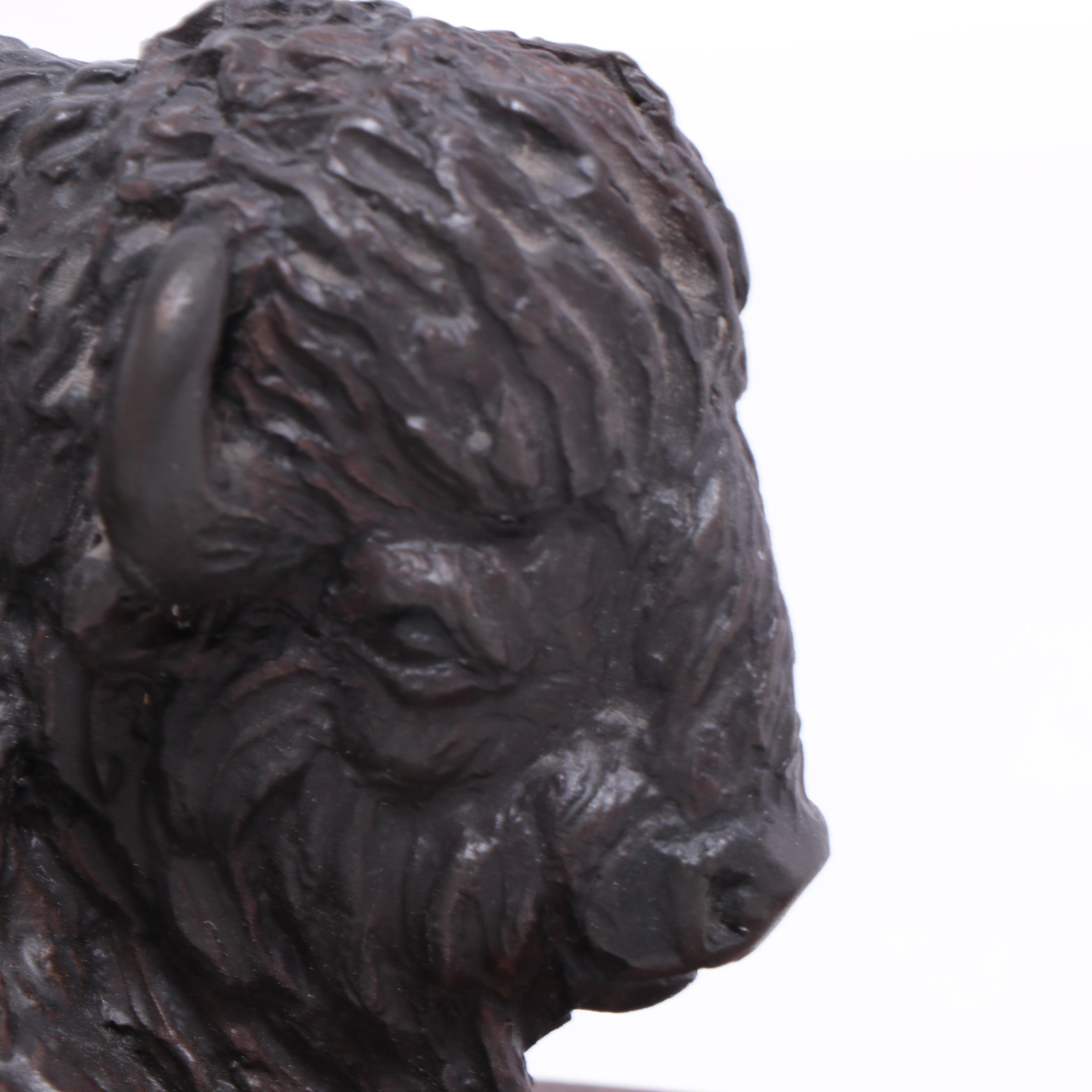 Bruce and Kathy Contway Patinated Bronze Sculpture "Resting Buffalo"