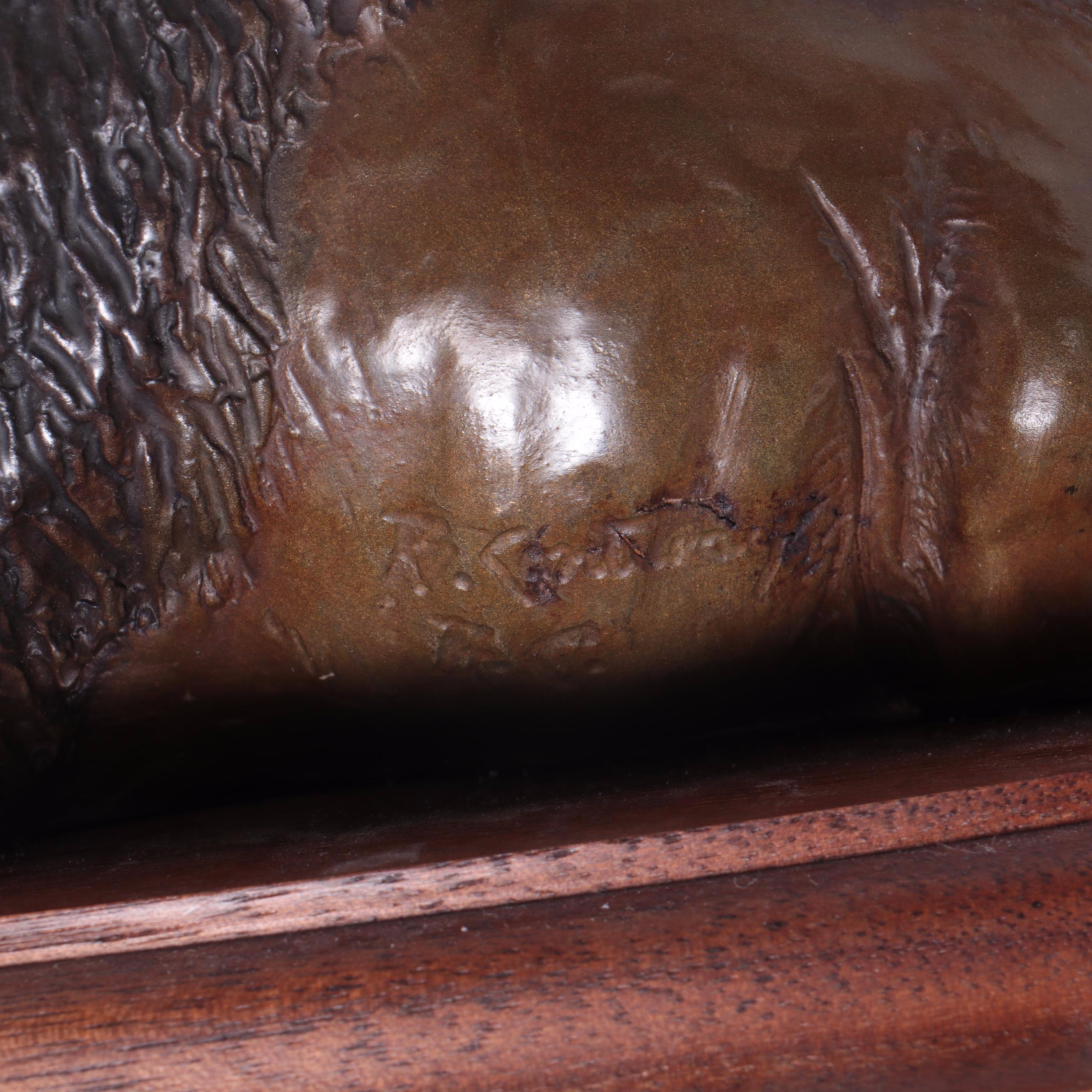 Bruce and Kathy Contway Patinated Bronze Sculpture "Resting Buffalo"