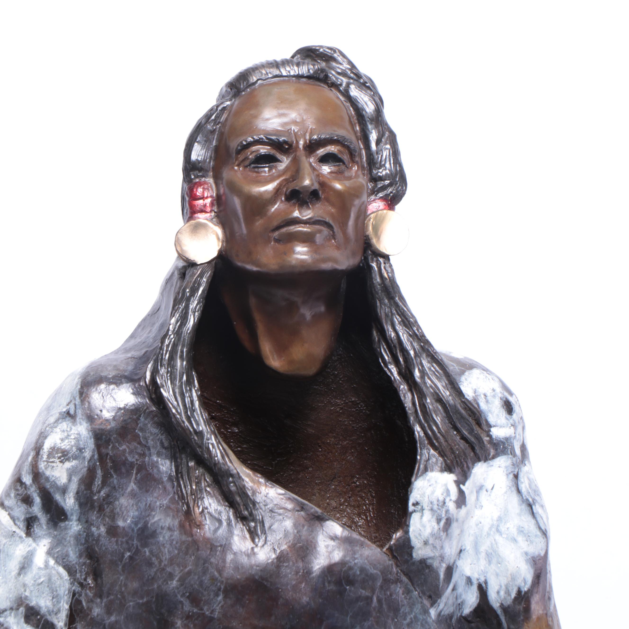 Bruce Contway Cold Painted Bronze Sculpture "Wicasa Wakan"