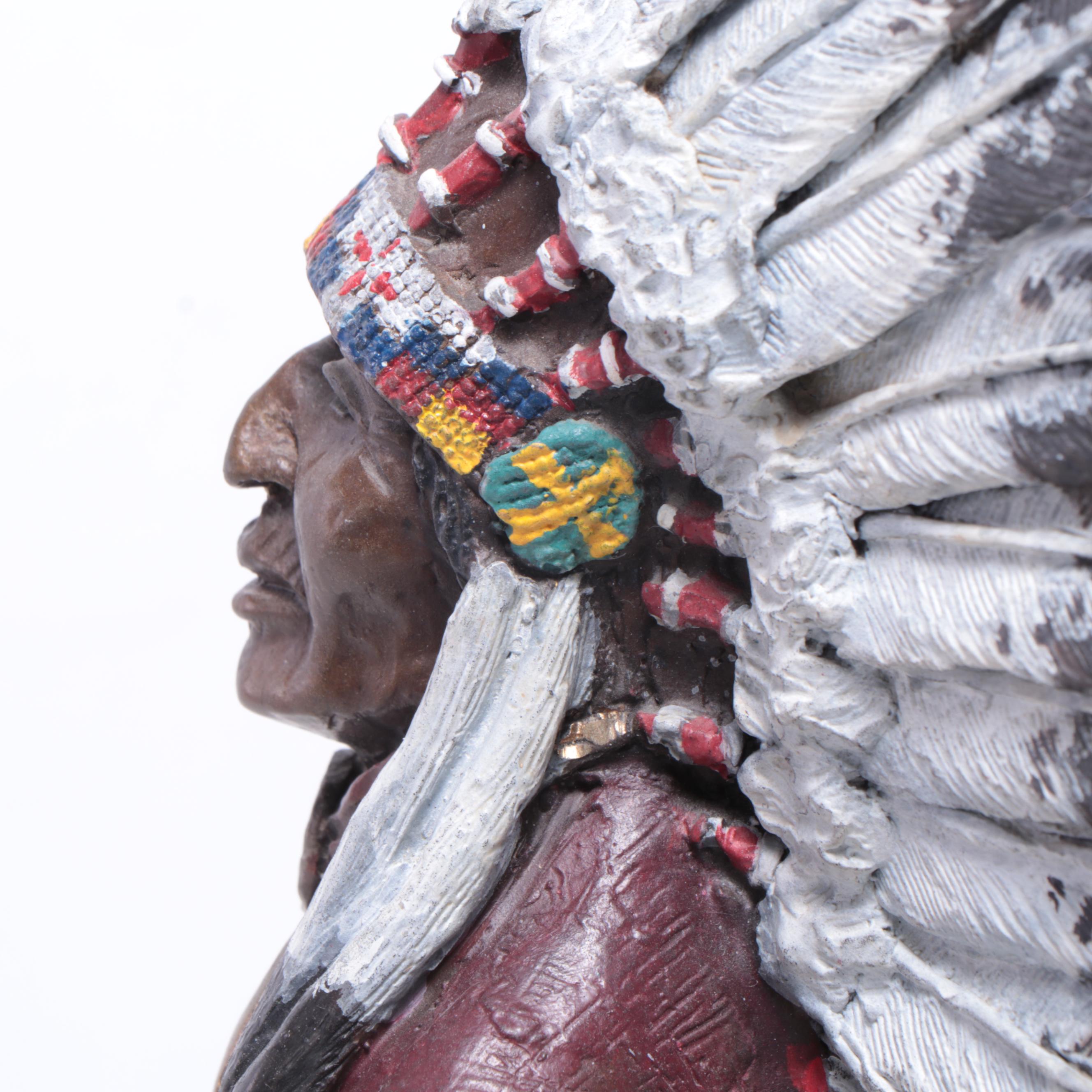 Bruce Contway Patinated Bronze Sculpture of Native American Figure