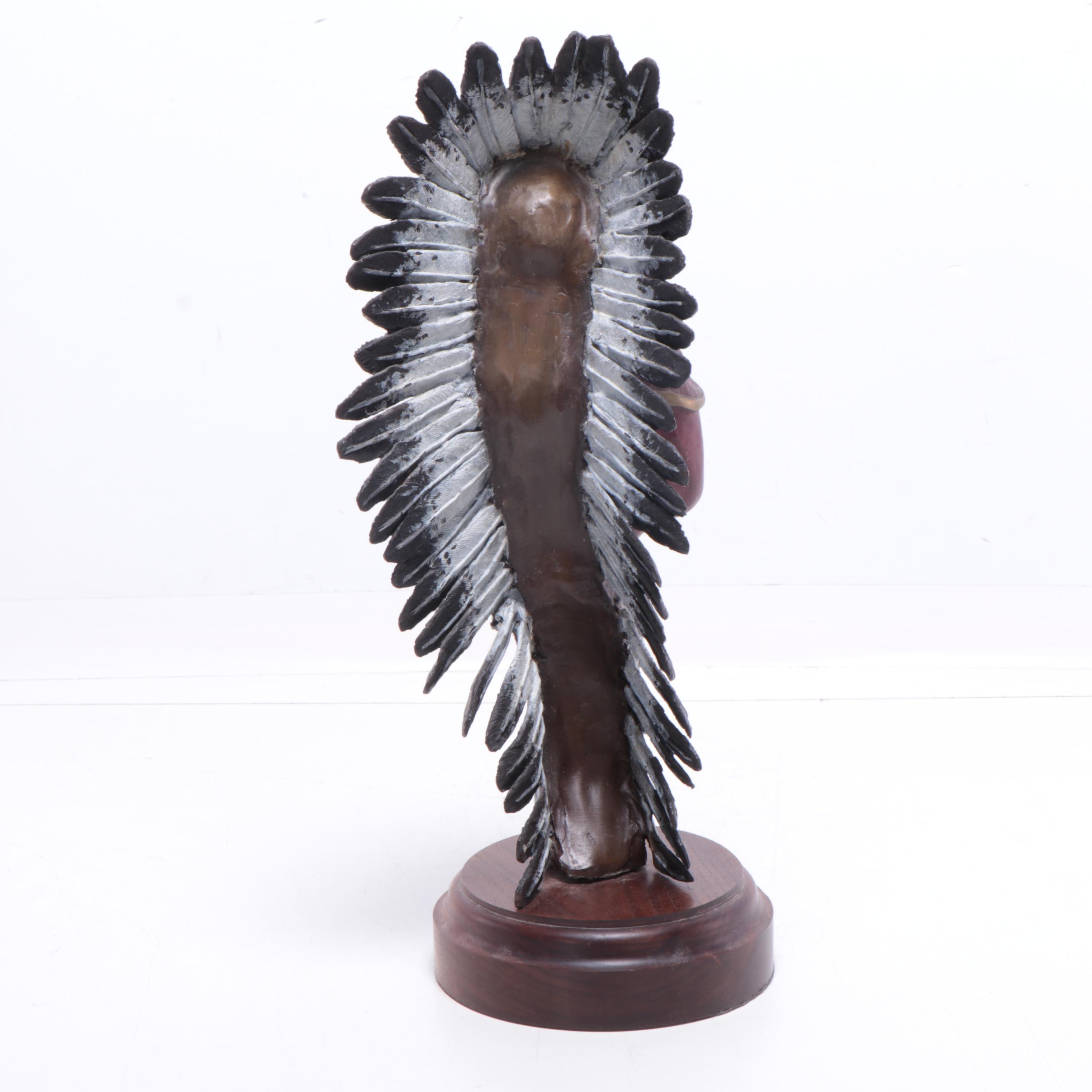 Bruce Contway Patinated Bronze Sculpture of Native American Figure