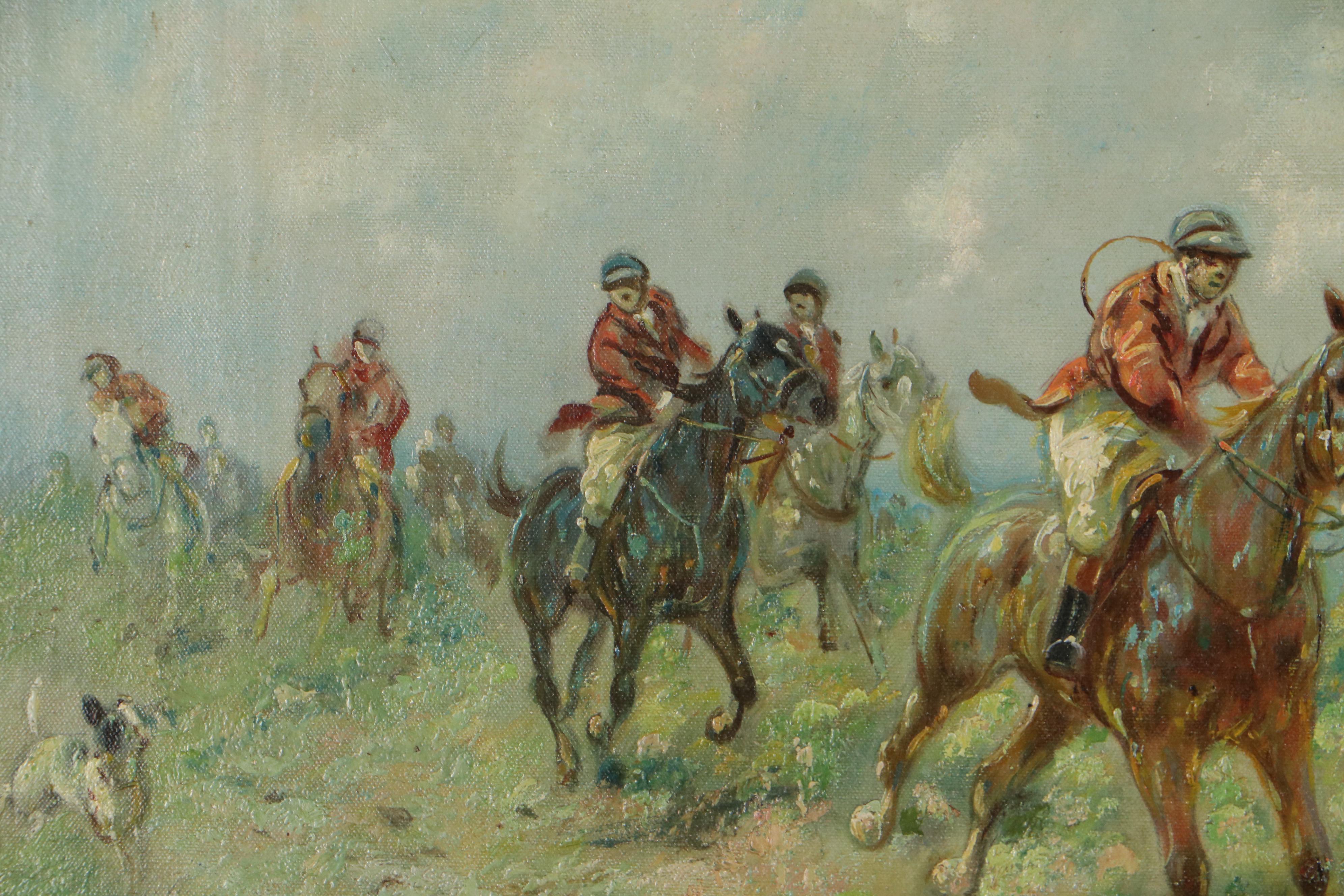 F. Maisky Oil Painting of Hunting Scene, Early 20th Century