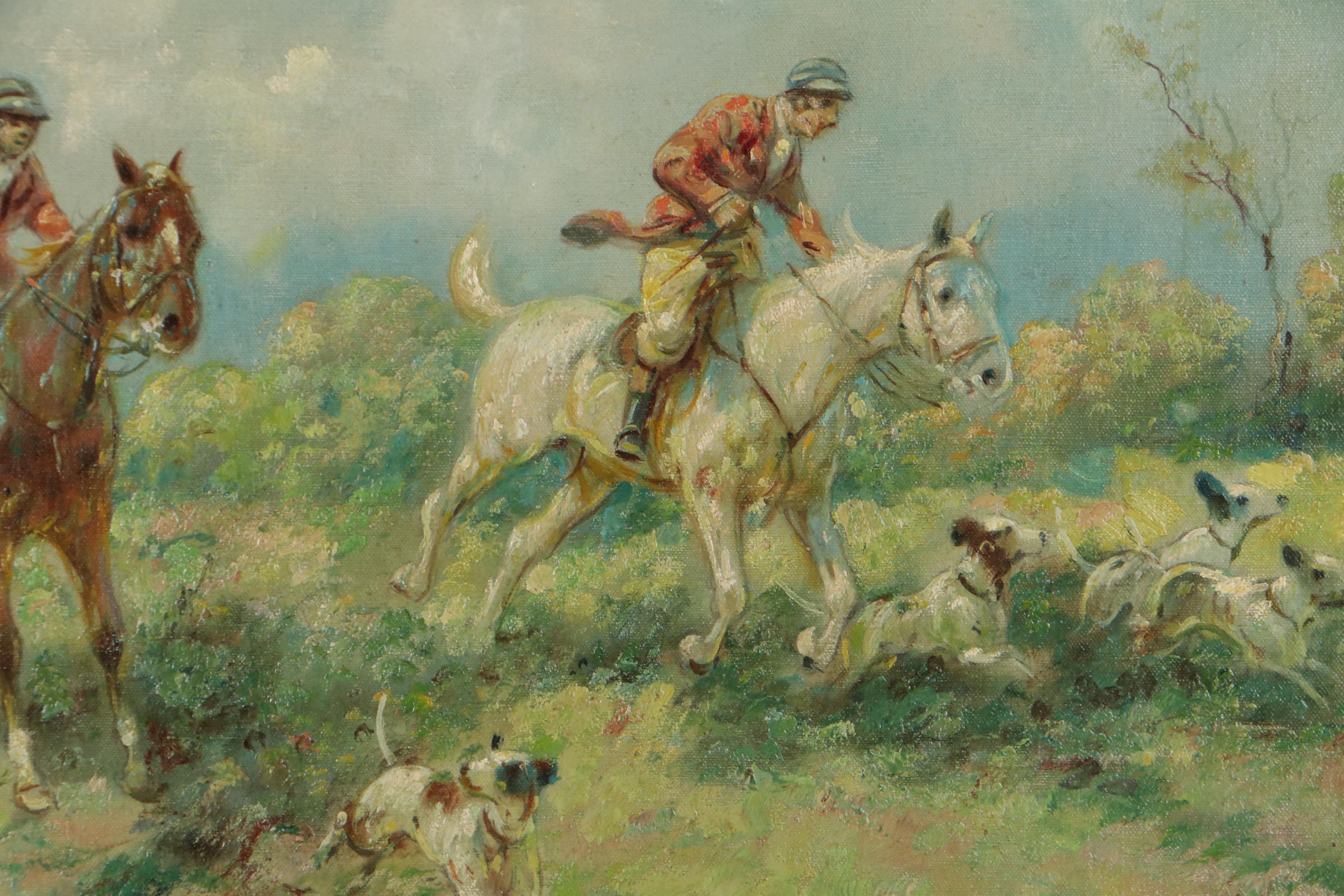 F. Maisky Oil Painting of Hunting Scene, Early 20th Century