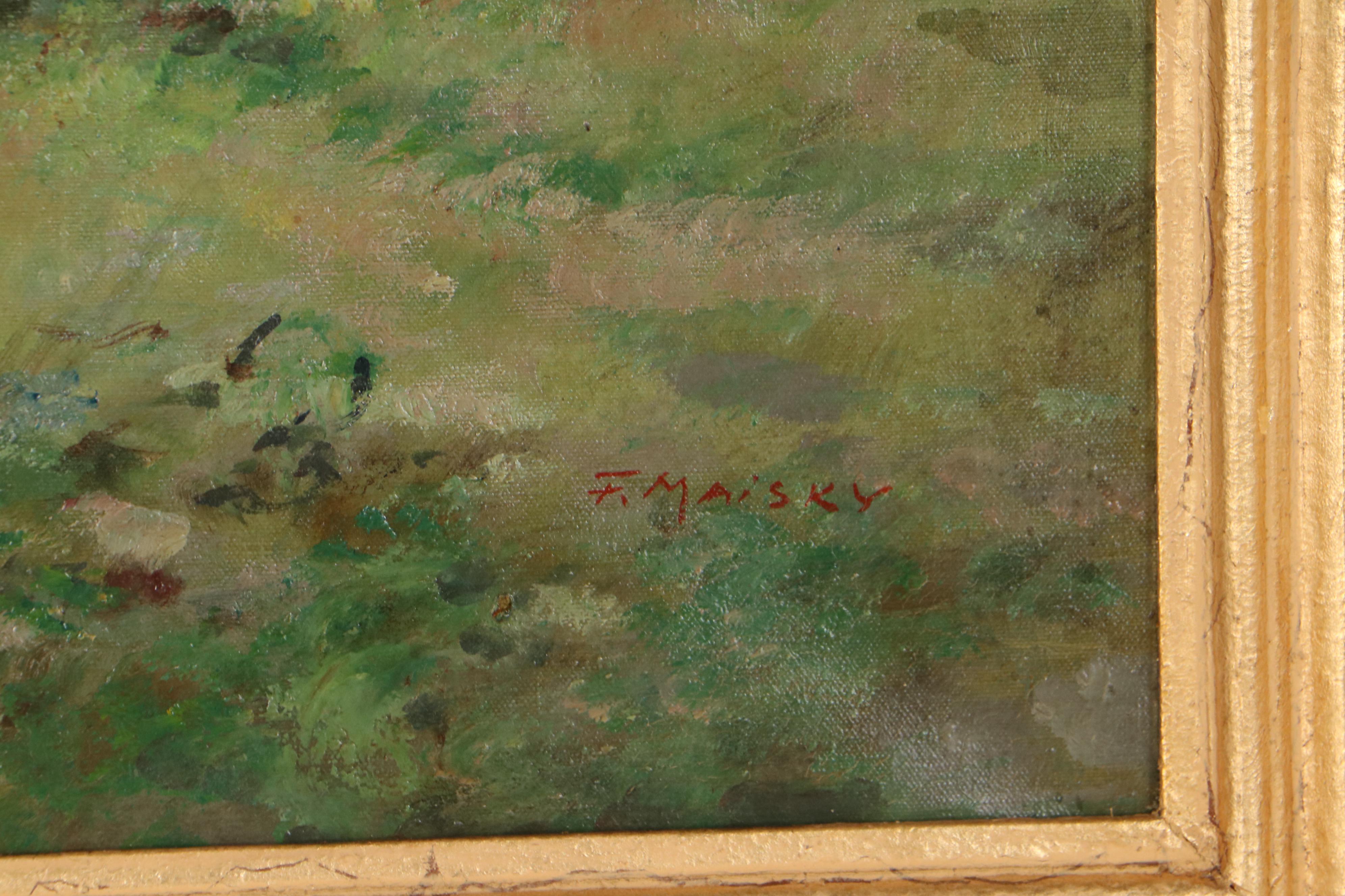 F. Maisky Oil Painting of Hunting Scene, Early 20th Century