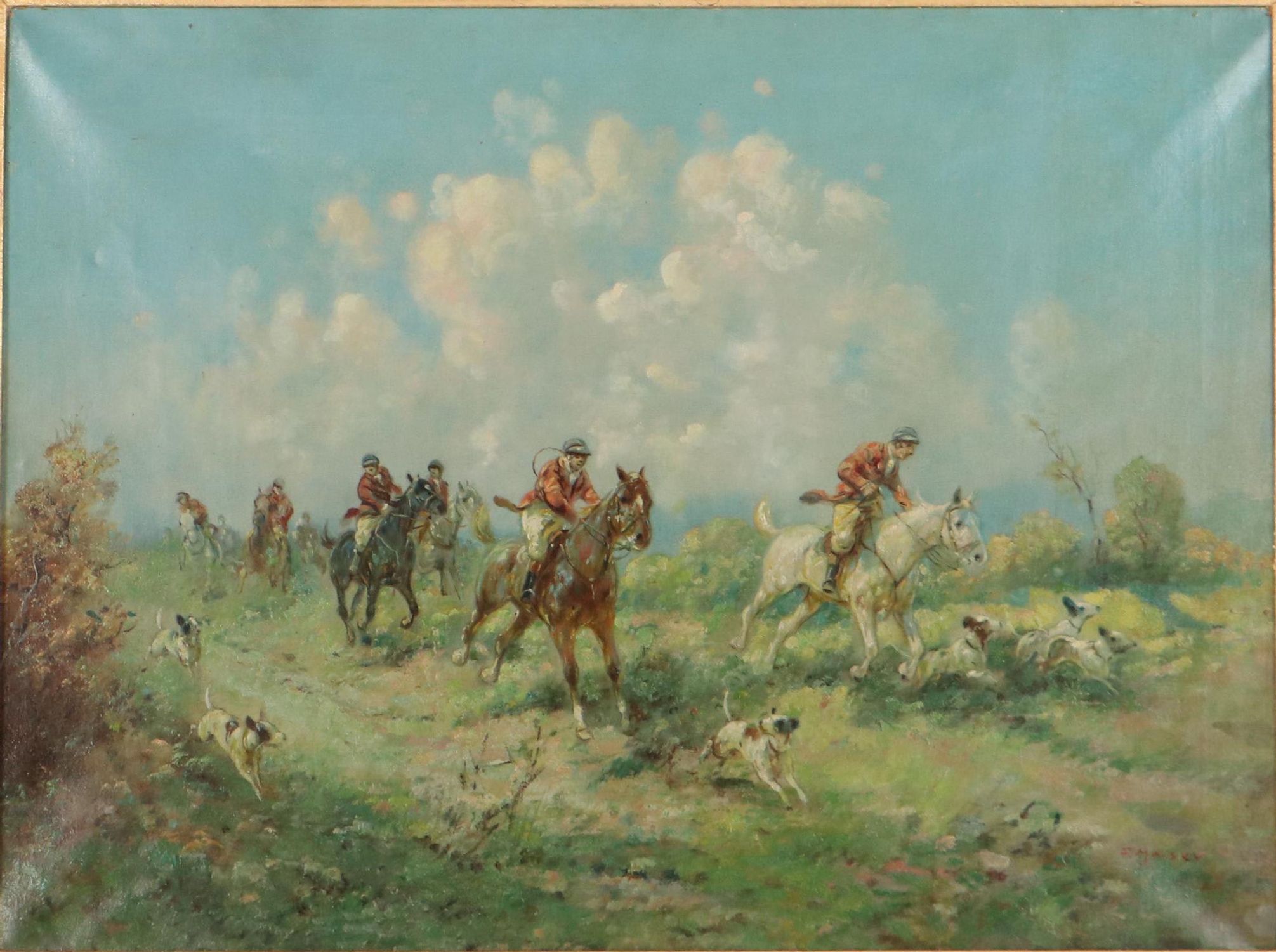 F. Maisky Oil Painting of Hunting Scene, Early 20th Century