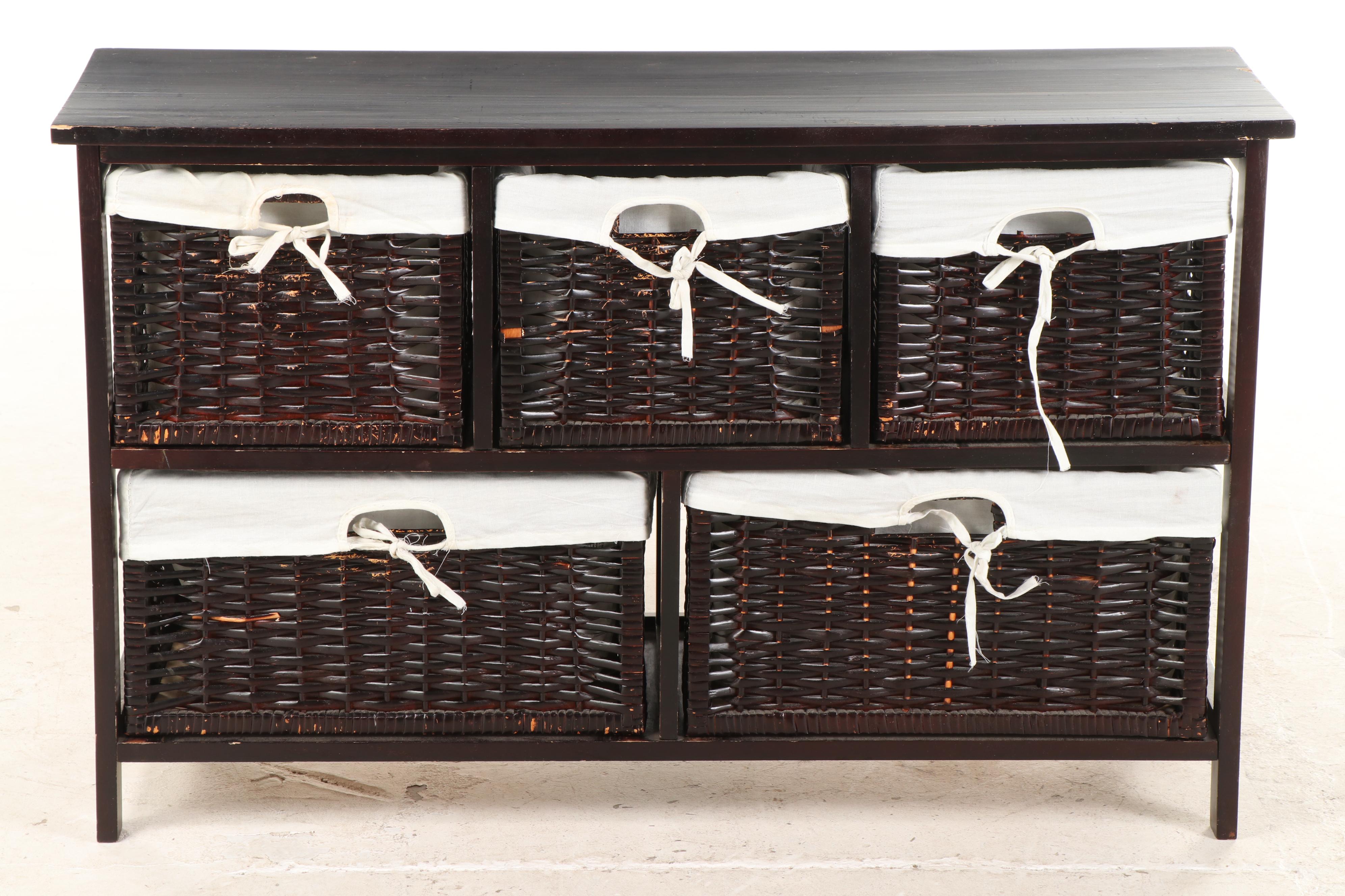 Contemporary Five-Basket Storage Console
