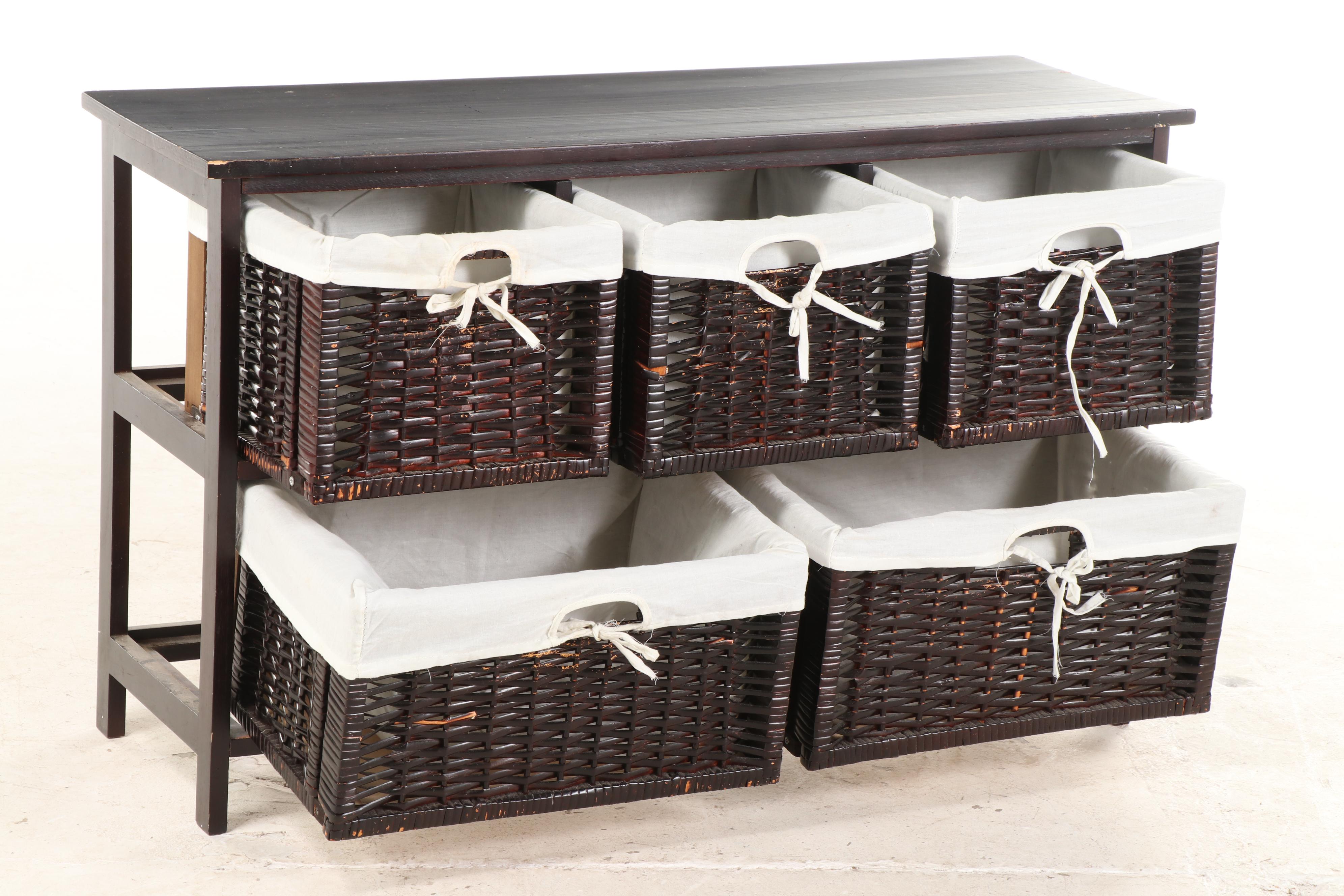 Contemporary Five-Basket Storage Console