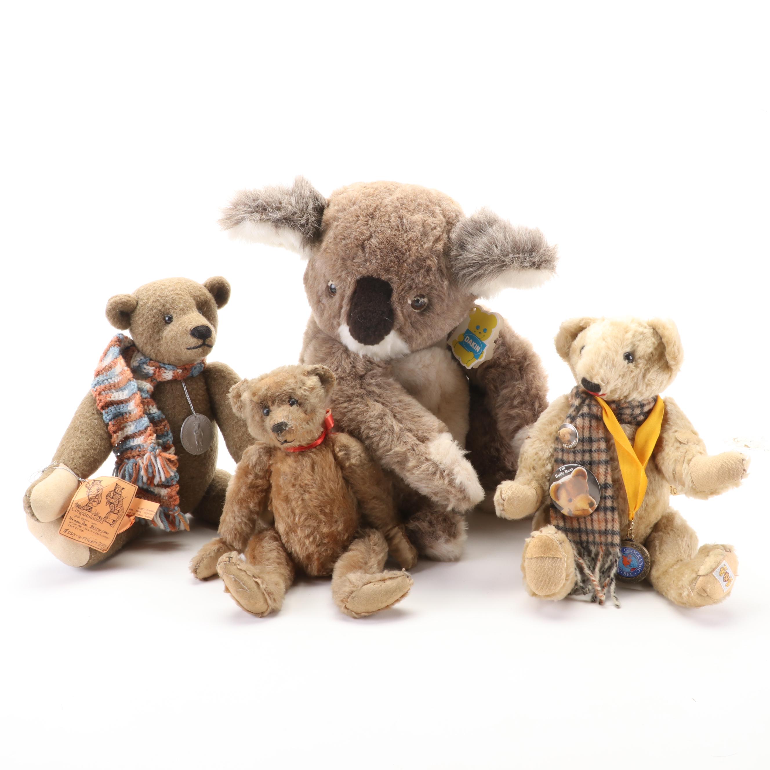 Beverly Port, Nisbet and Other Jointed Teddy Bears with Dakin Stuffed Koala