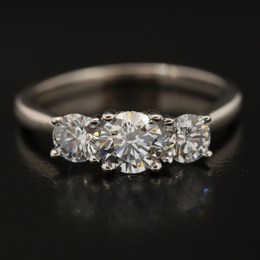 14K Three Stone 1.00 CTW Lab Grown Diamond Ring