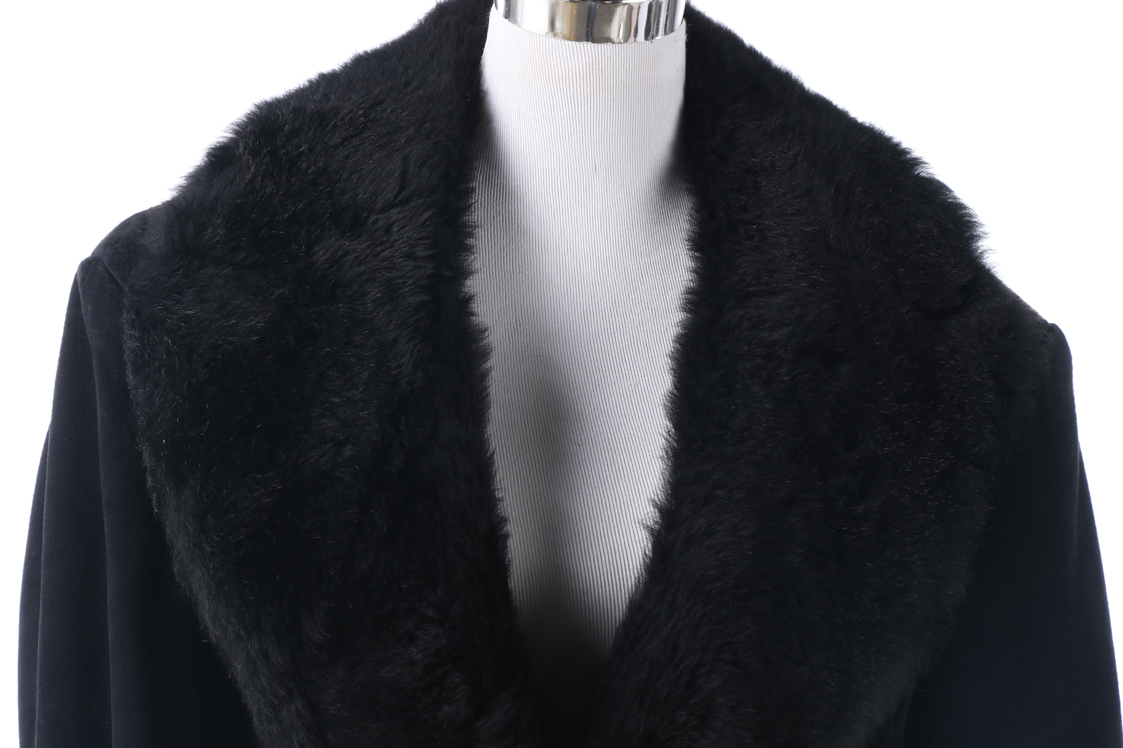 Men's Ericson of Sweden Black Suede Coat with Australian Possum Fur Collar