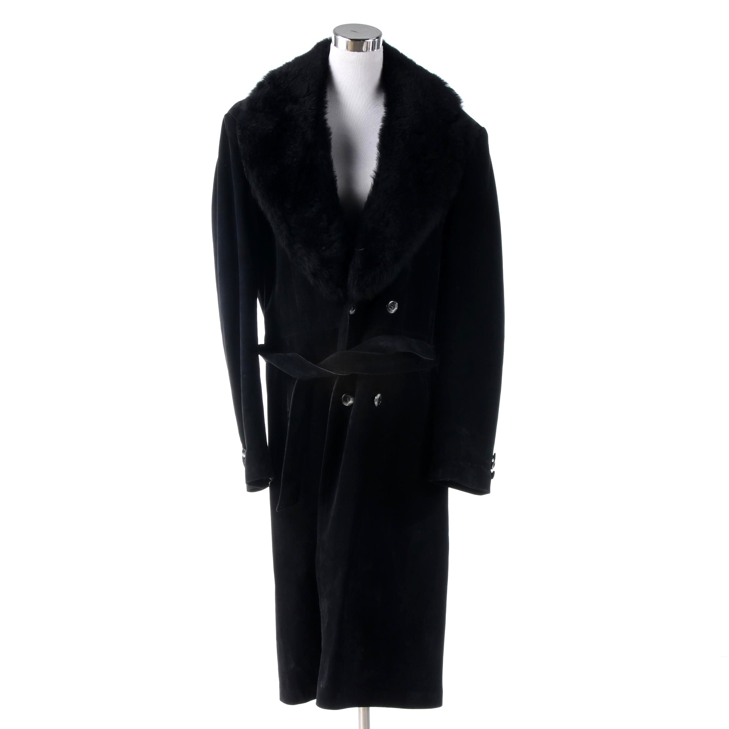 Men's Ericson of Sweden Black Suede Coat with Australian Possum Fur Collar