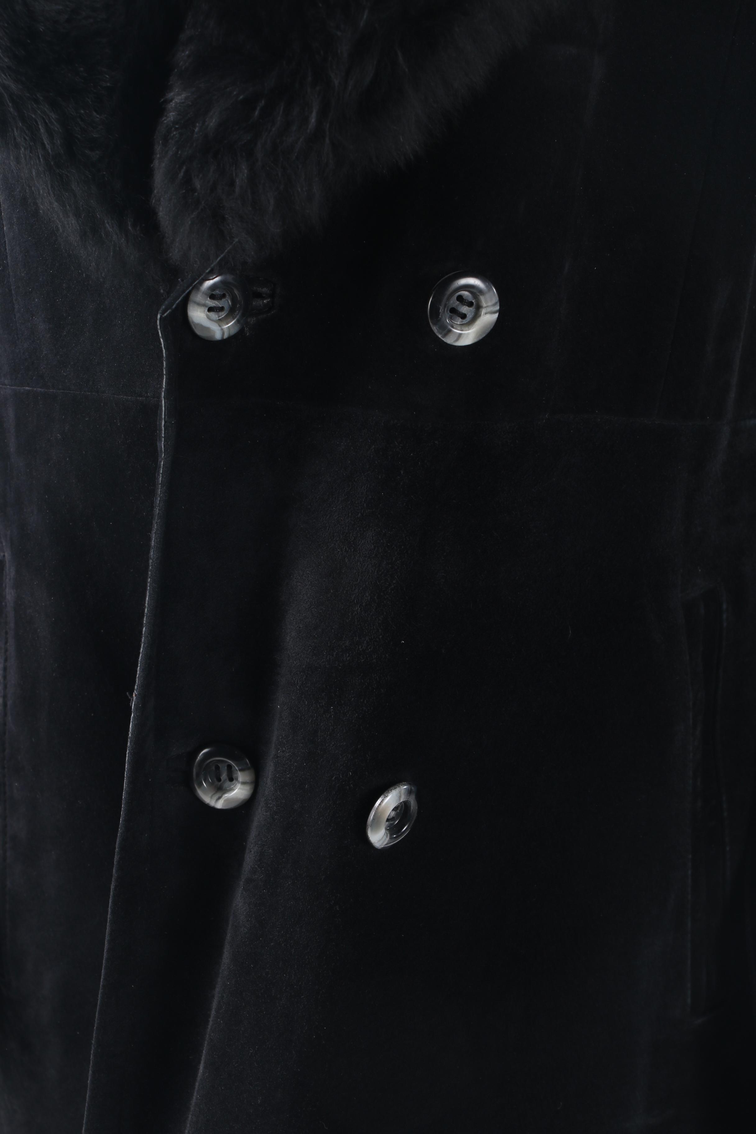 Men's Ericson of Sweden Black Suede Coat with Australian Possum Fur Collar