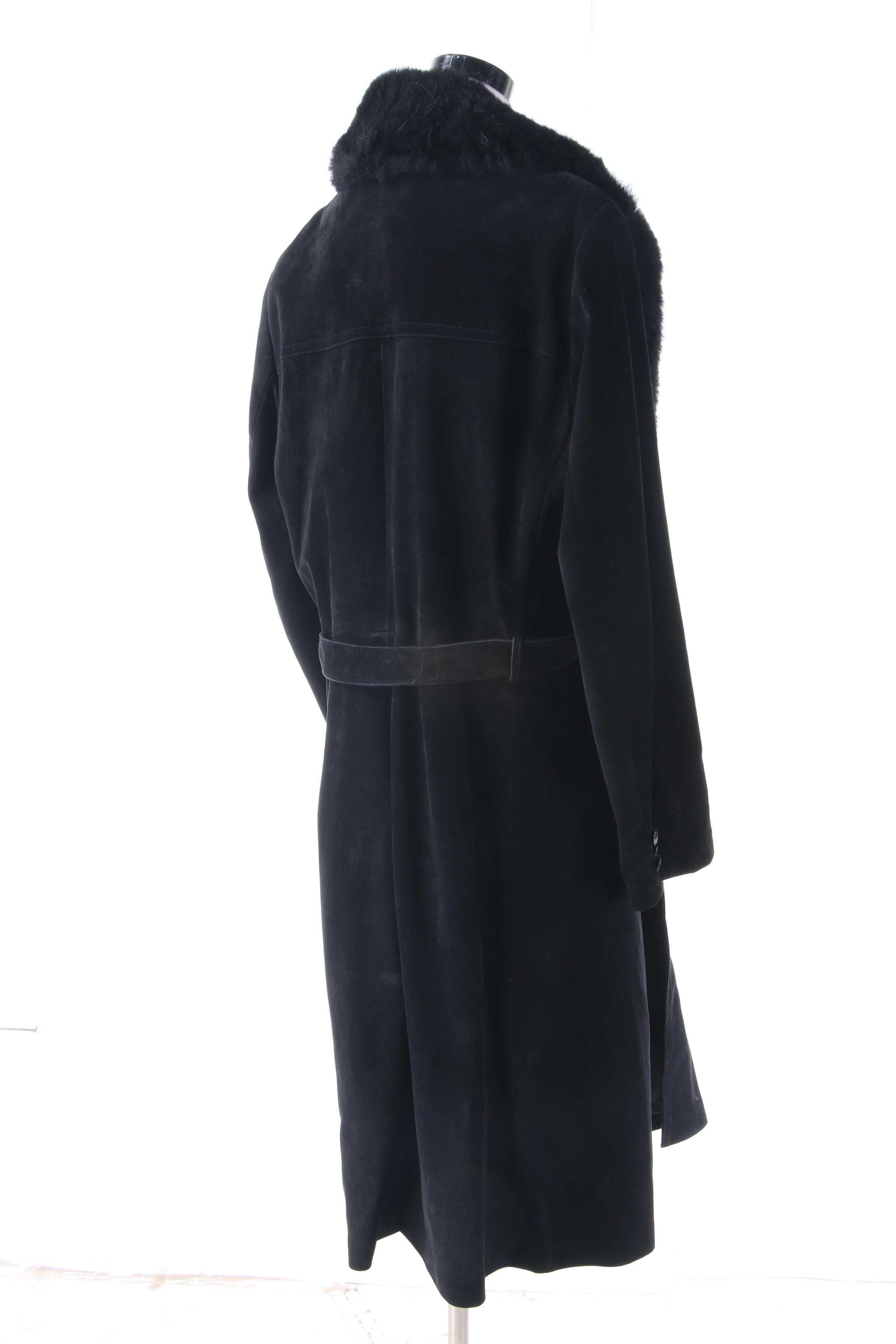 Men's Ericson of Sweden Black Suede Coat with Australian Possum Fur Collar