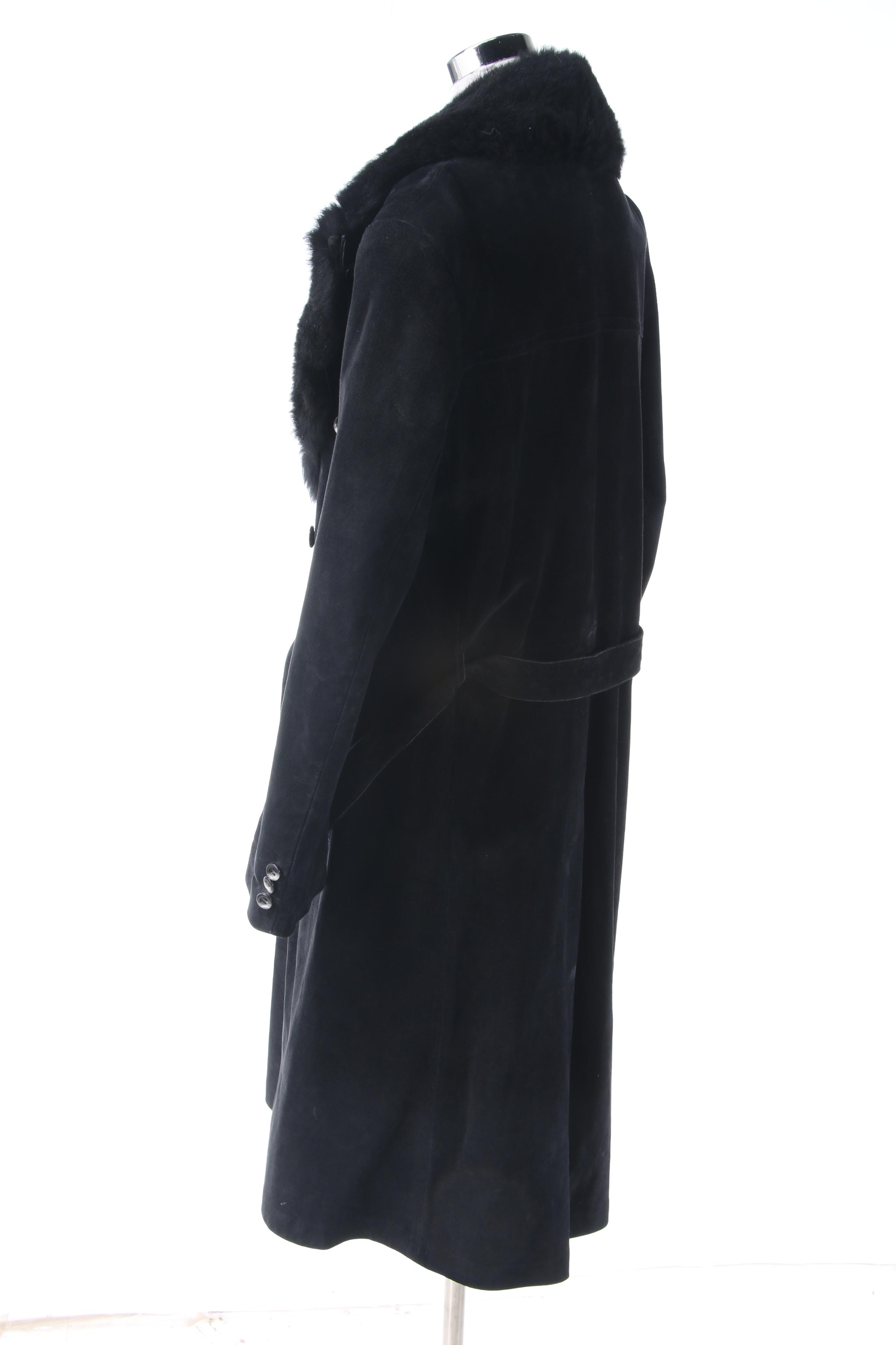 Men's Ericson of Sweden Black Suede Coat with Australian Possum Fur Collar