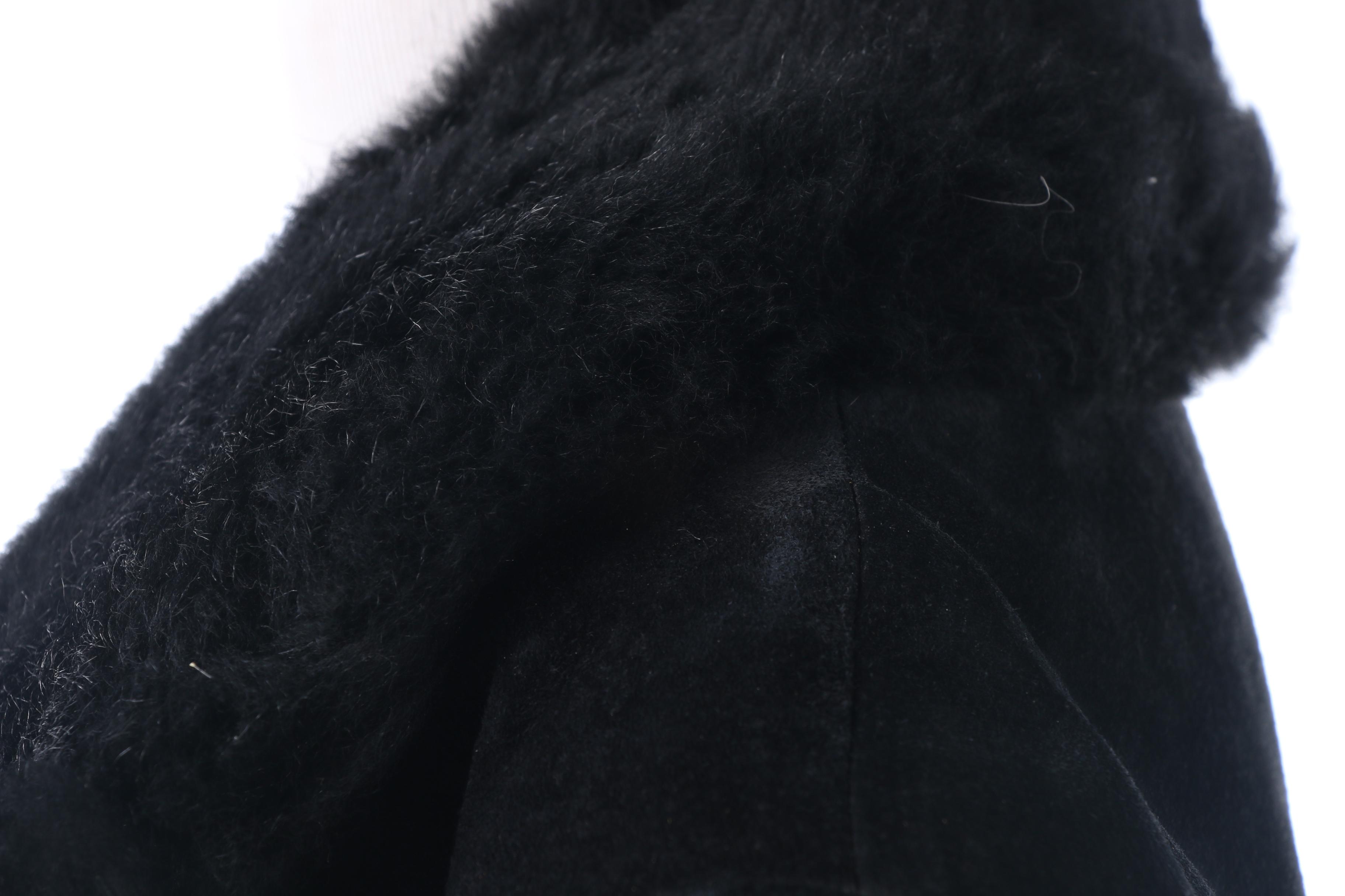 Men's Ericson of Sweden Black Suede Coat with Australian Possum Fur Collar