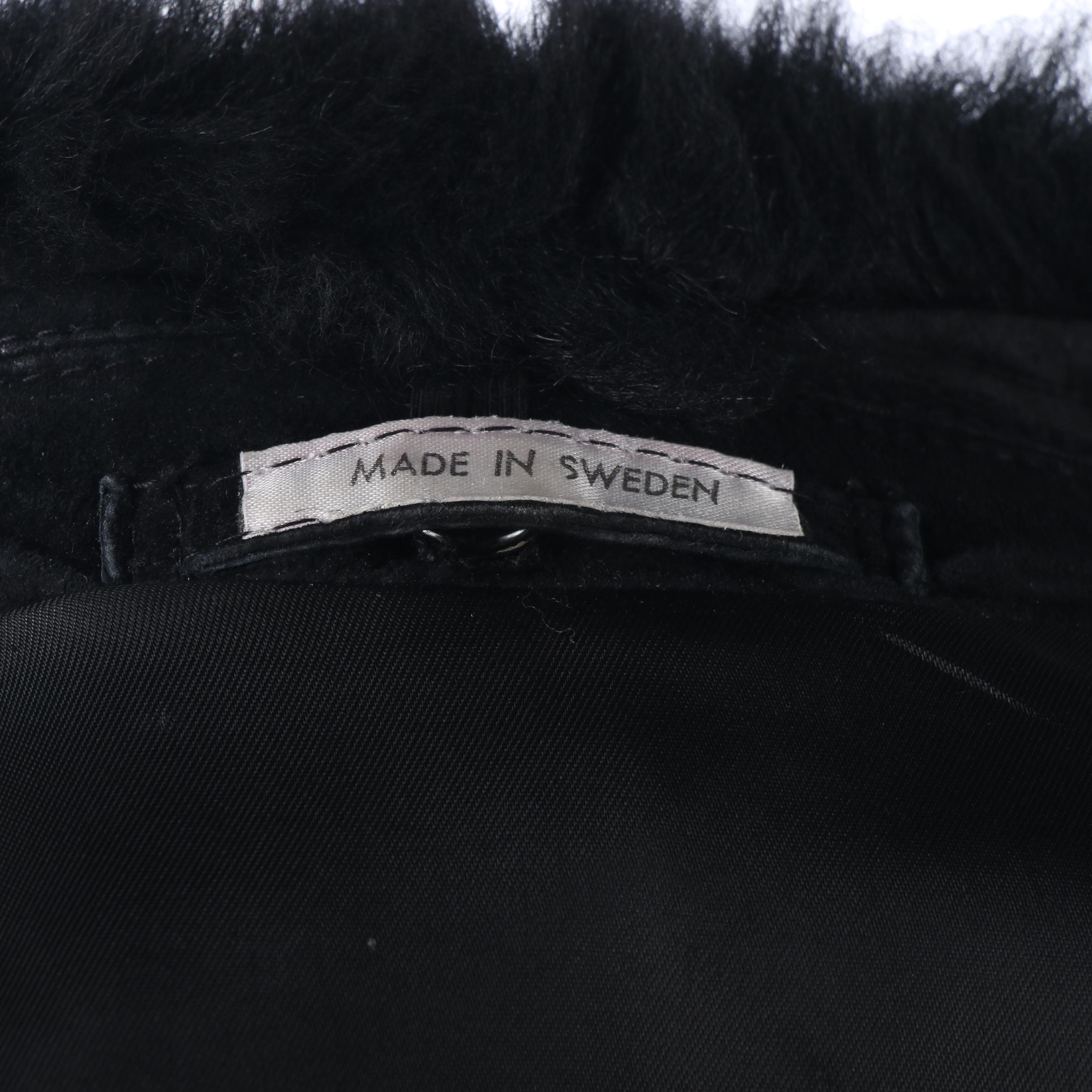 Men's Ericson of Sweden Black Suede Coat with Australian Possum Fur Collar