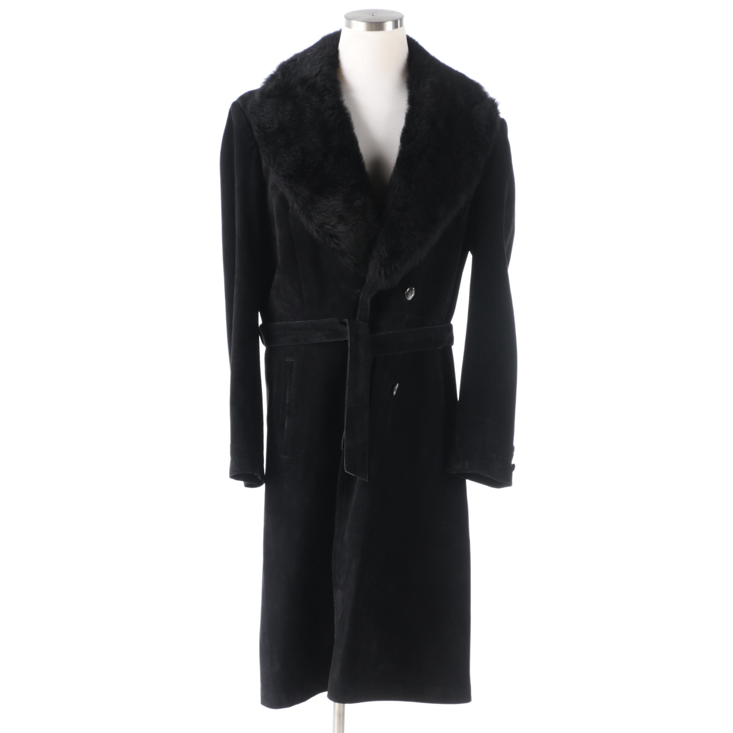 Men's Ericson of Sweden Black Suede Coat with Australian Possum Fur Collar
