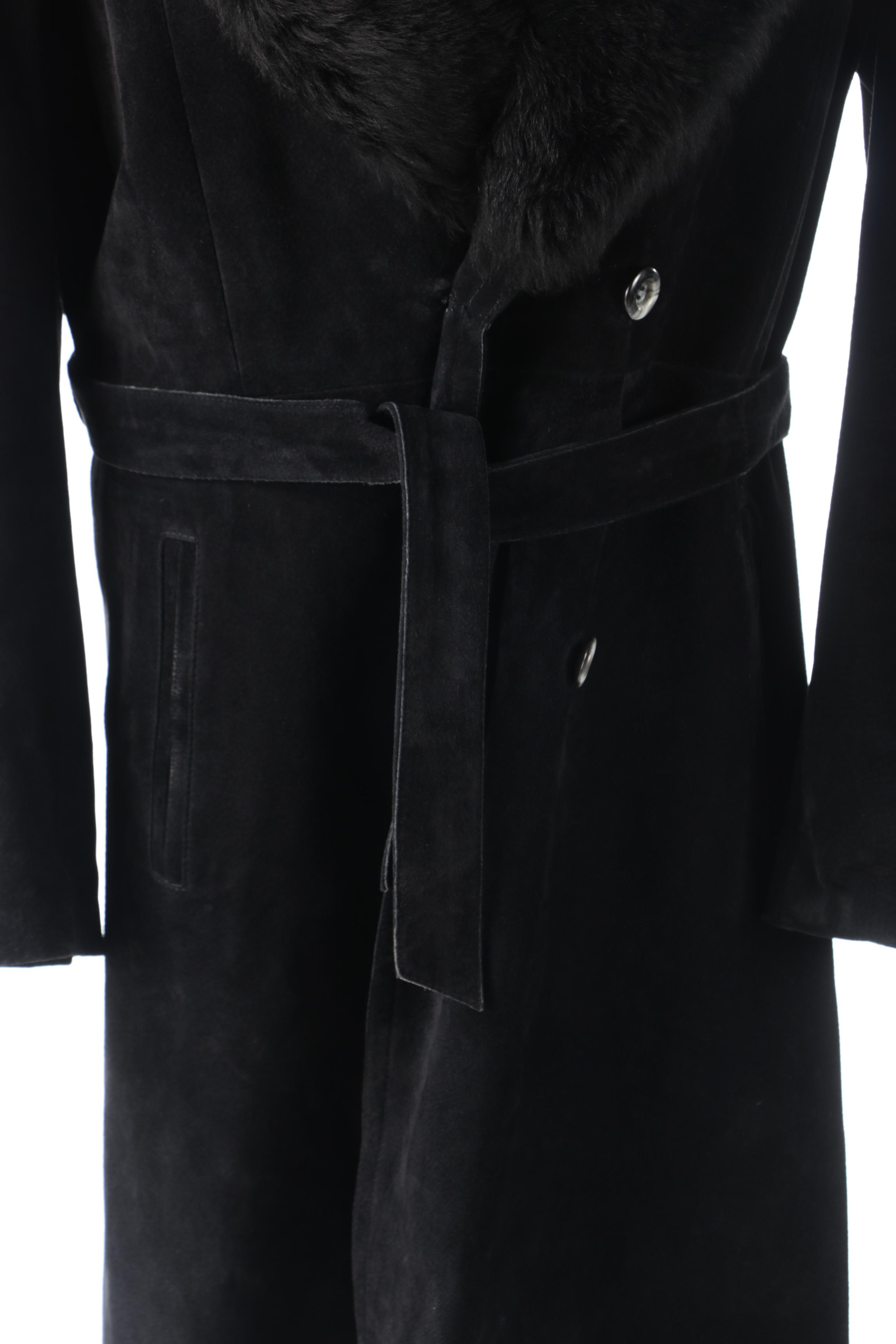Men's Ericson of Sweden Black Suede Coat with Australian Possum Fur Collar