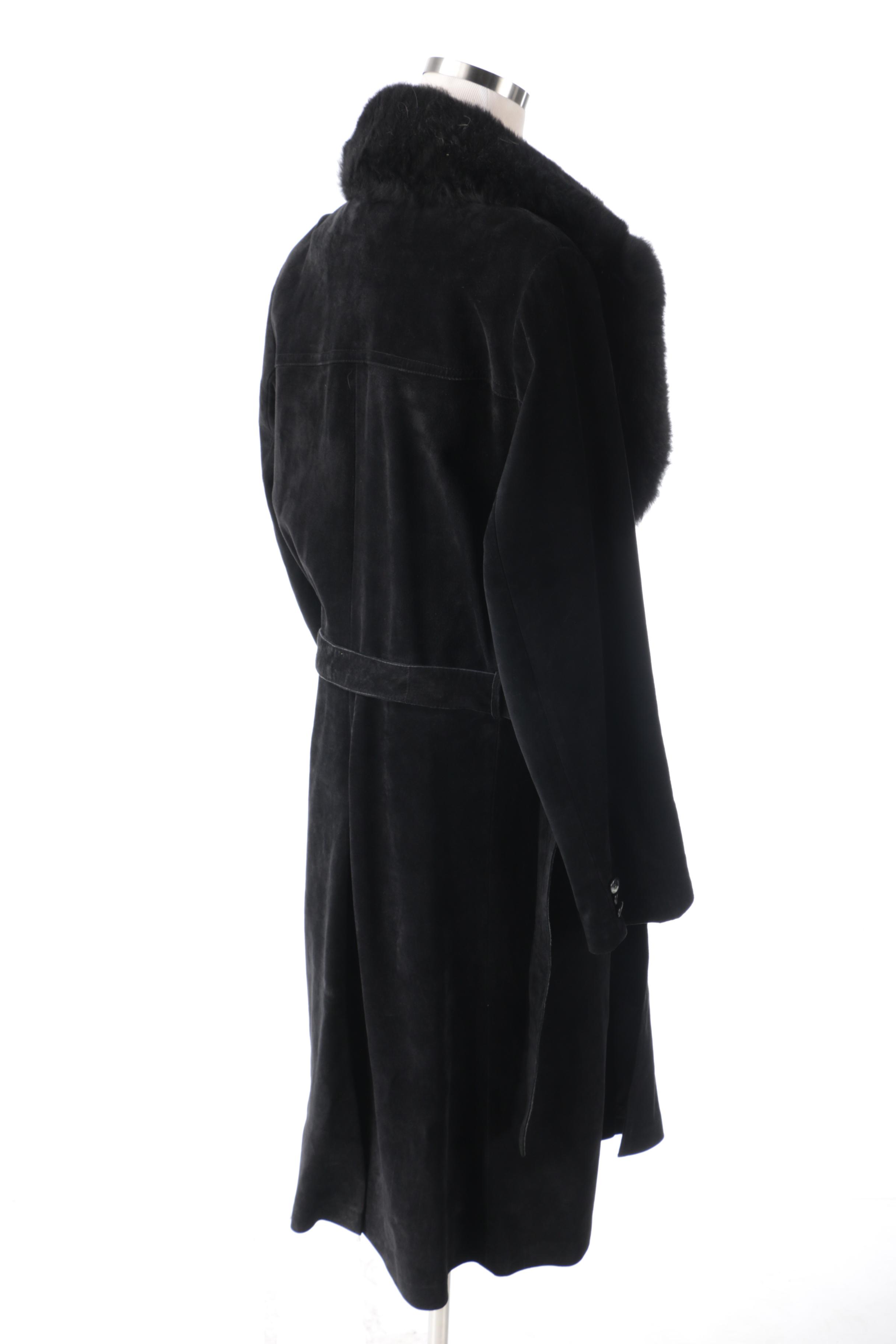 Men's Ericson of Sweden Black Suede Coat with Australian Possum Fur Collar