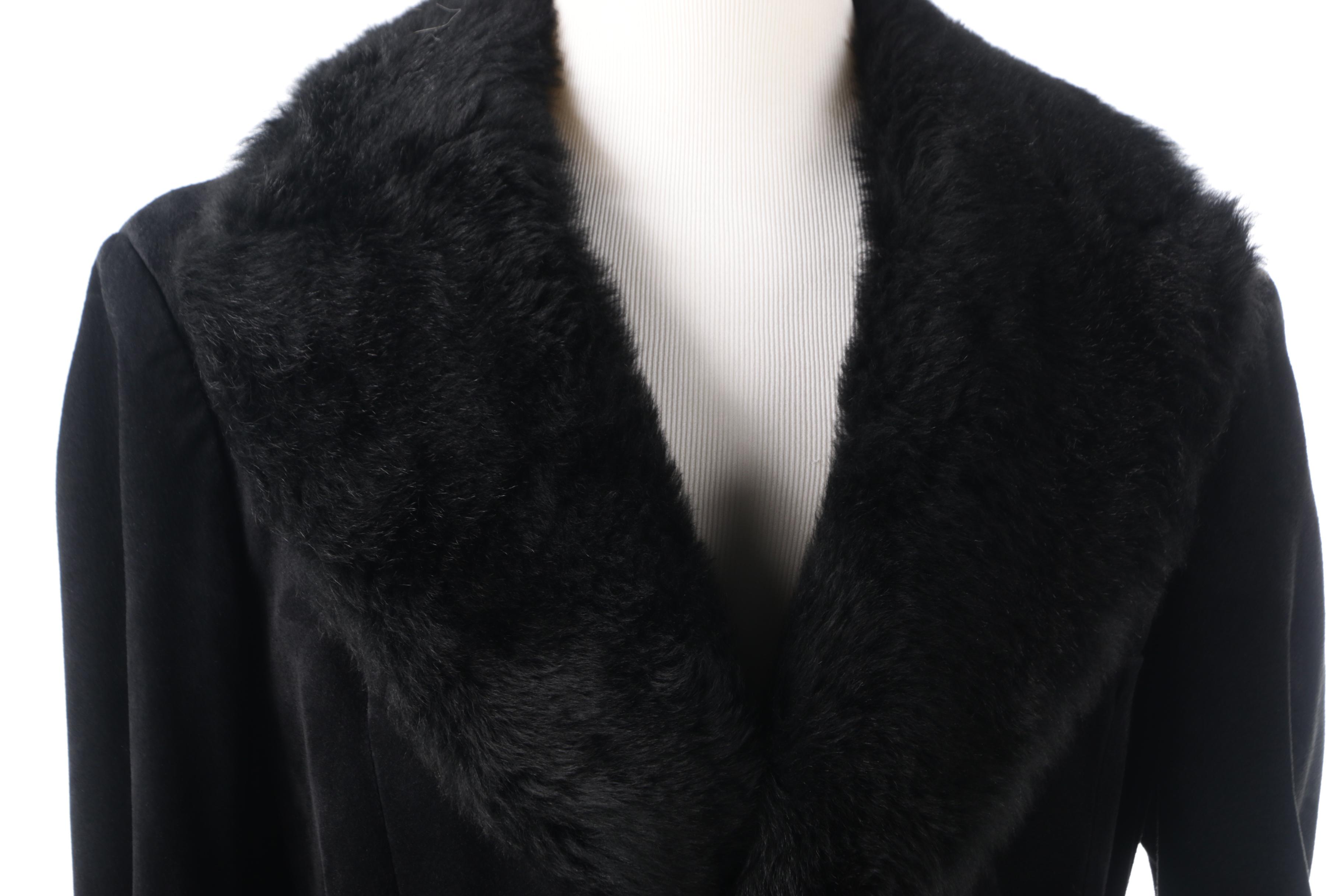 Men's Ericson of Sweden Black Suede Coat with Australian Possum Fur Collar