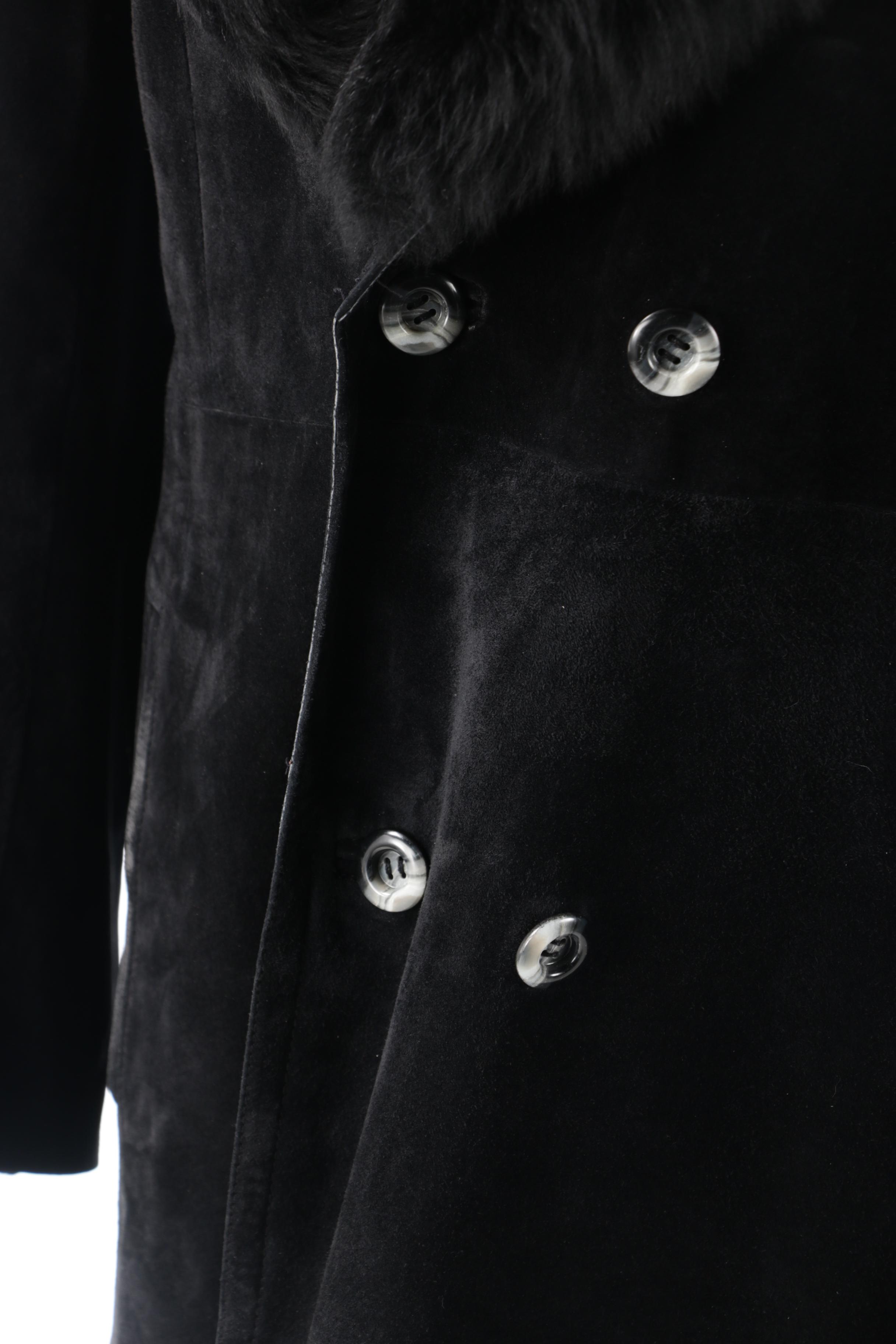 Men's Ericson of Sweden Black Suede Coat with Australian Possum Fur Collar