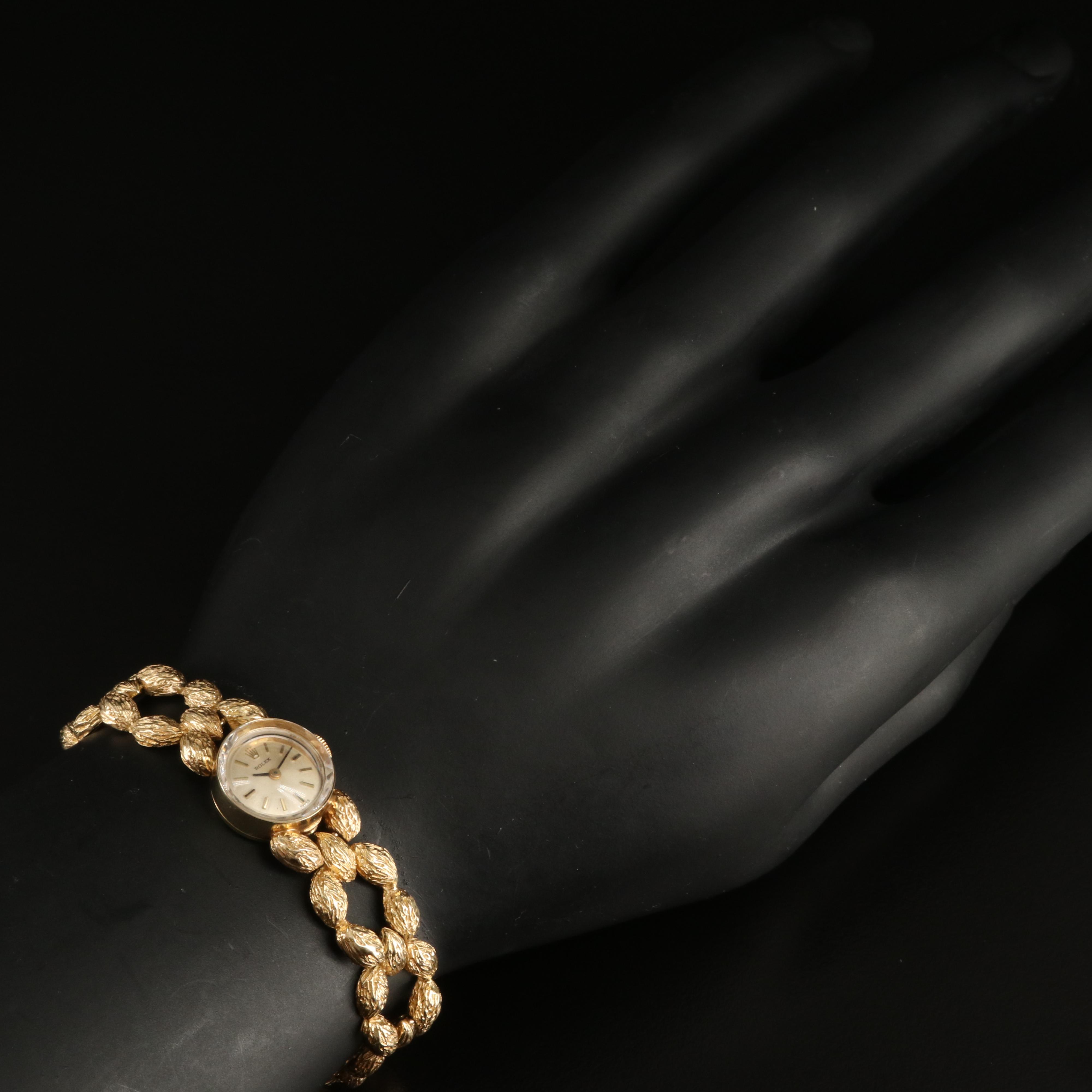 Rolex 1960's 14K Bark Finish Band Watch