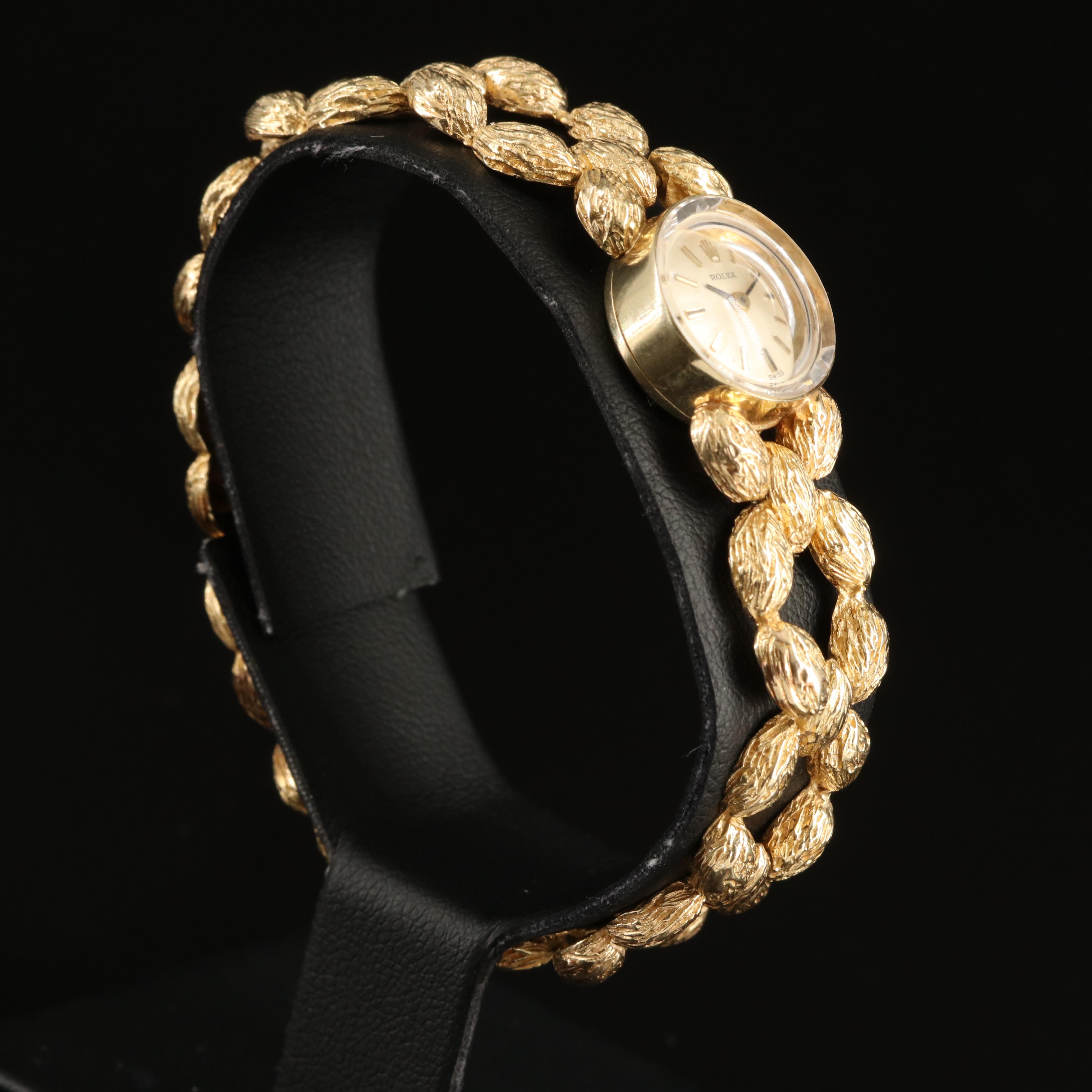 Rolex 1960's 14K Bark Finish Band Watch