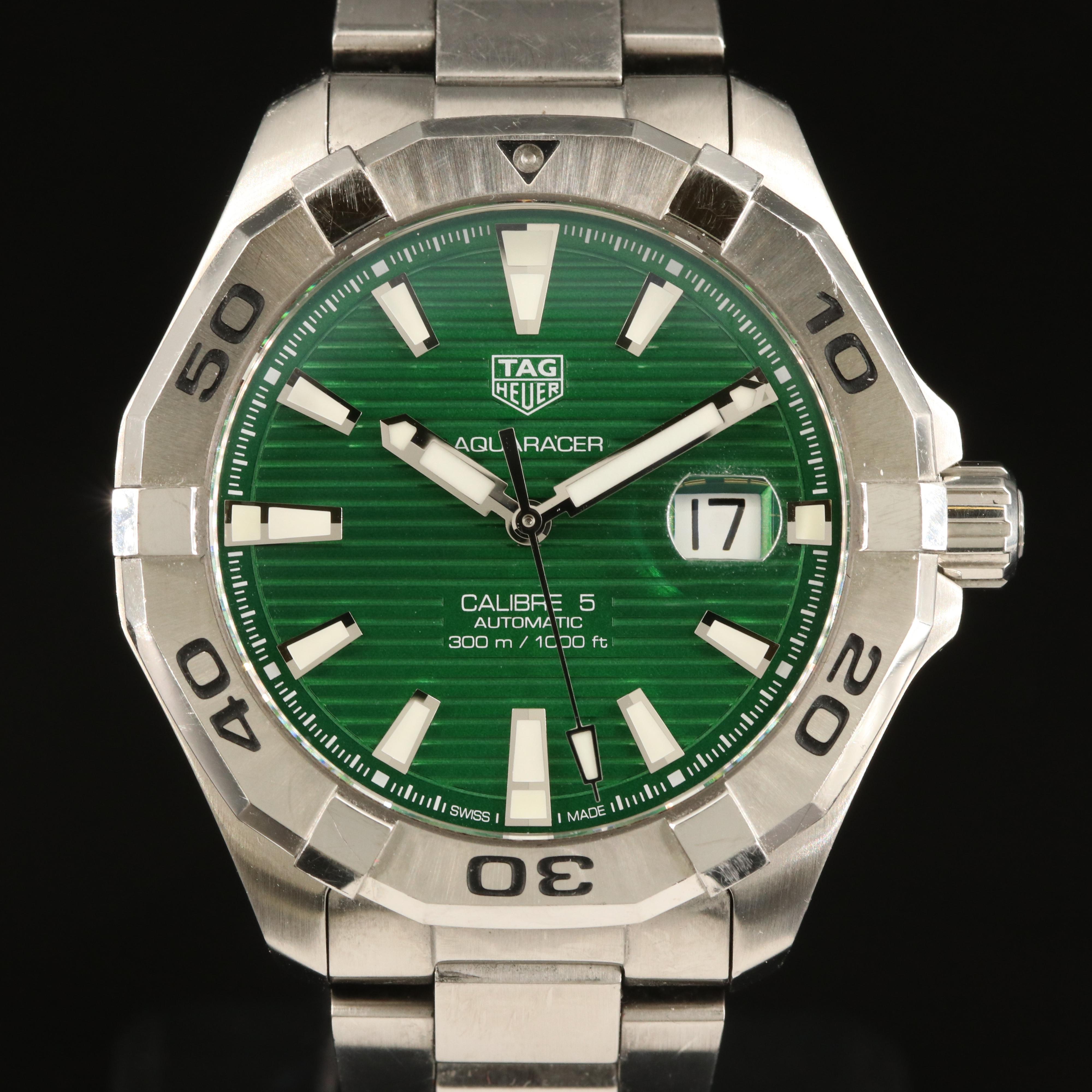 TAG Heuer Green Dial Aquaracer Automatic Stainless Steel Watch