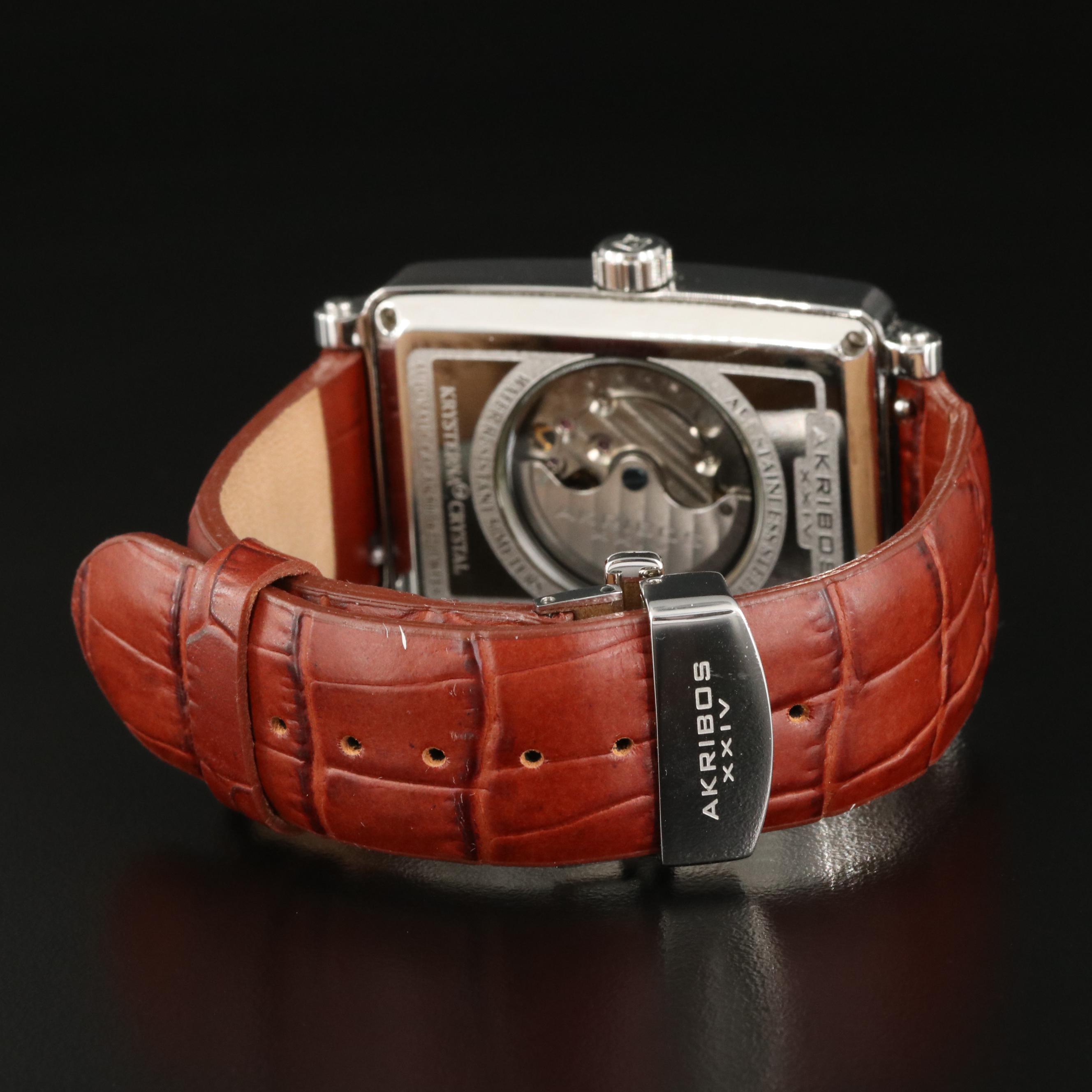 Akribos Automatic Day-Date Stainless Steel Watch