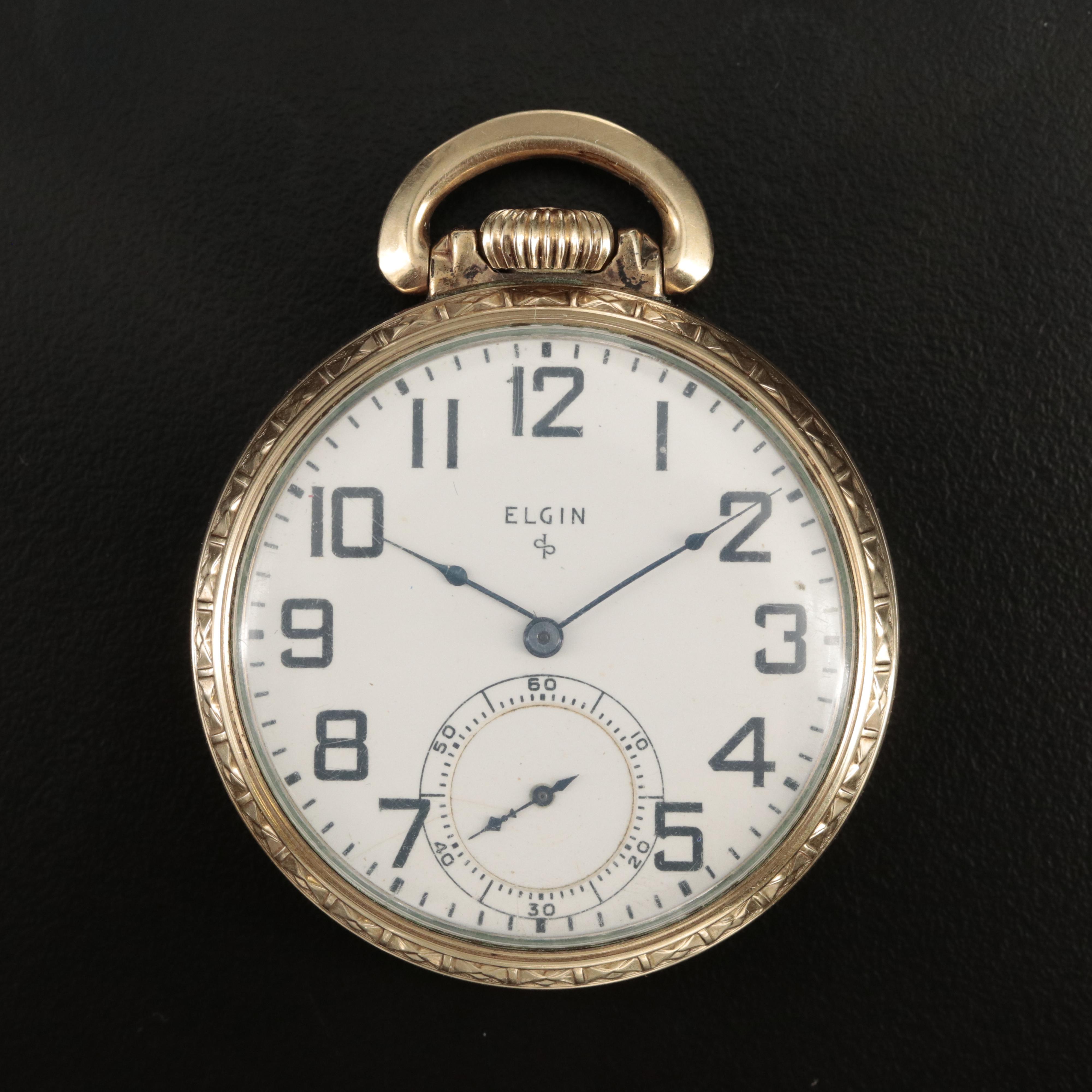 1948 Elgin Gold Filled Open Face Pocket Watch
