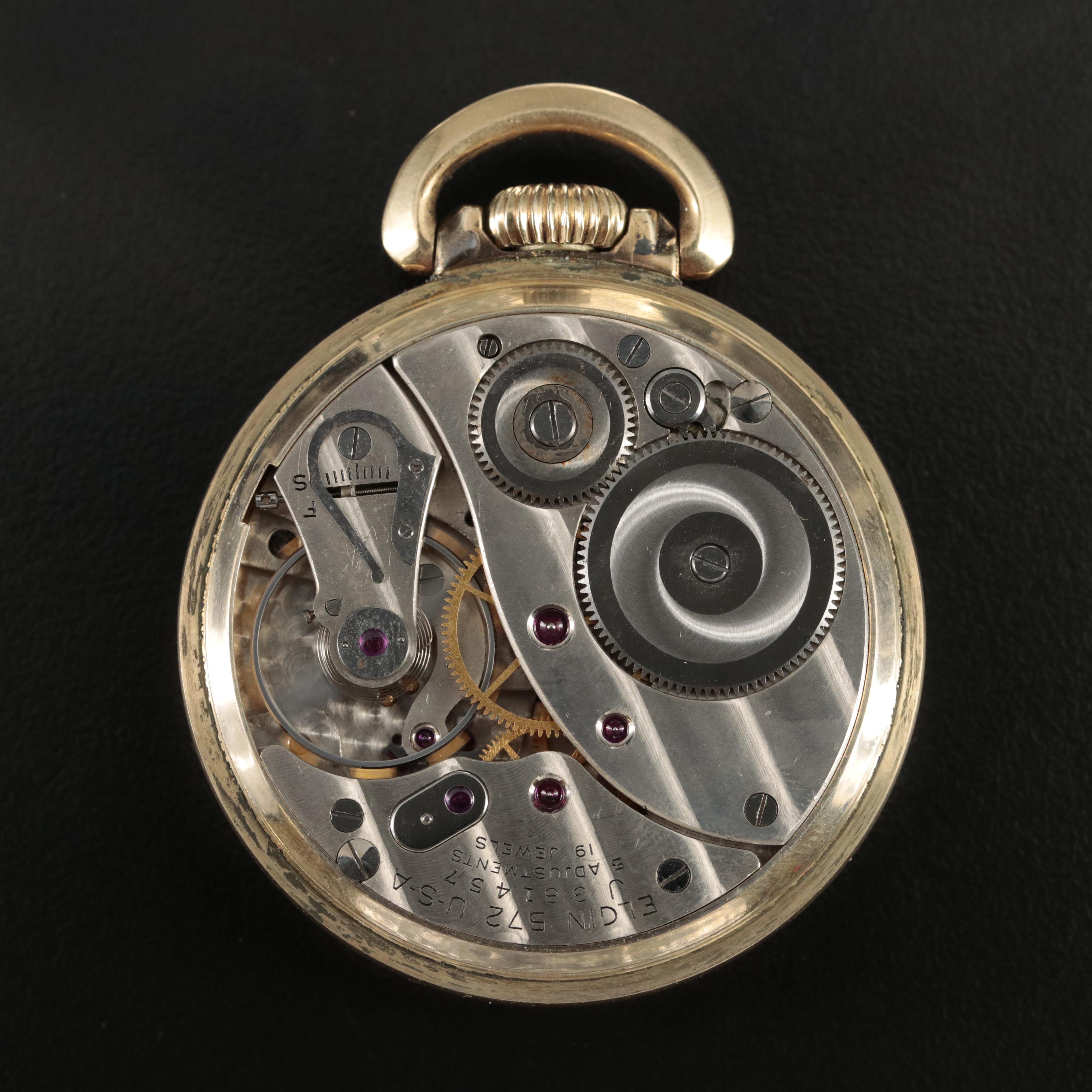 1948 Elgin Gold Filled Open Face Pocket Watch