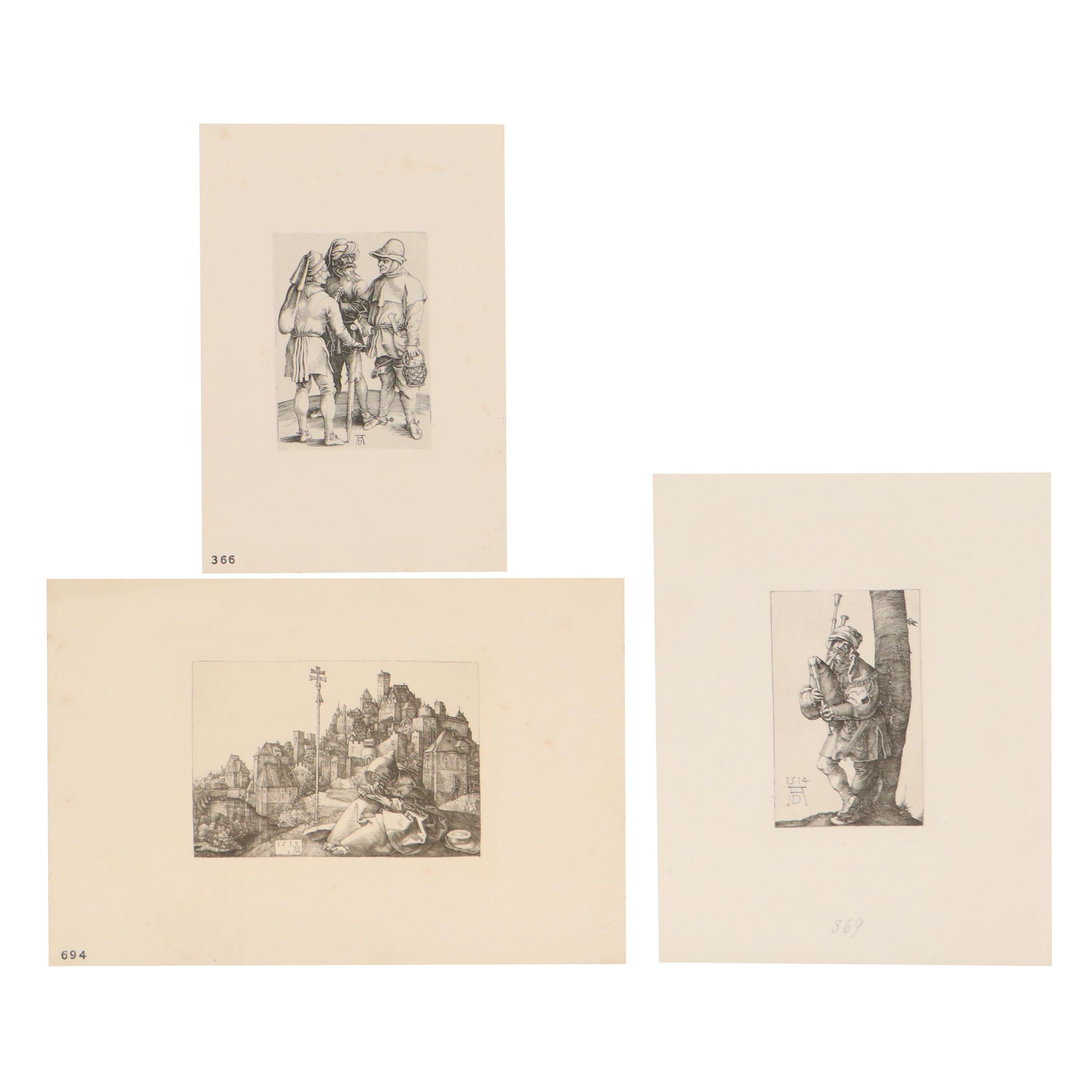 Etchings After Albrecht Durer Including "The Bagpiper"